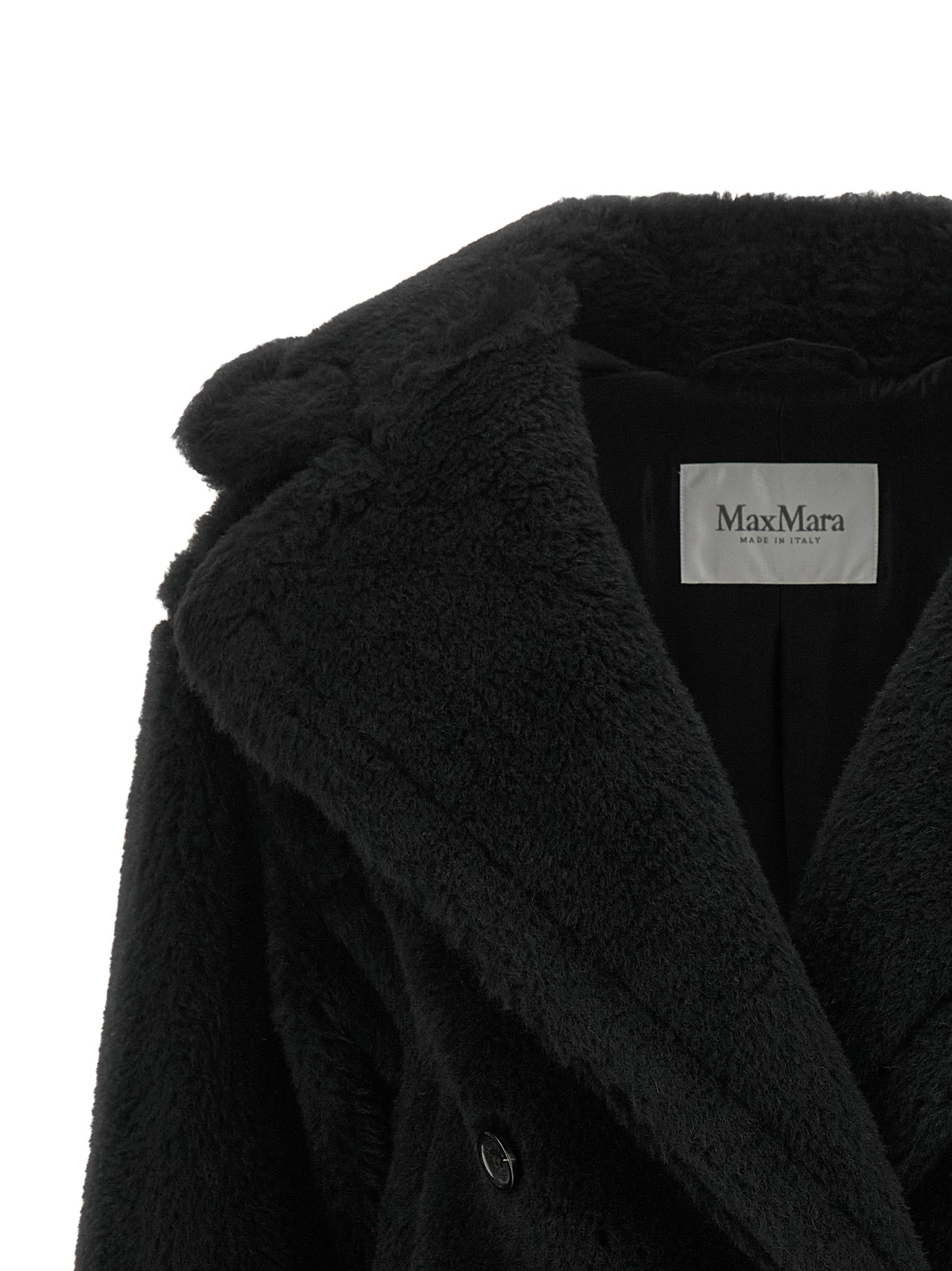 Max Mara Black Alpaca Leather Coat