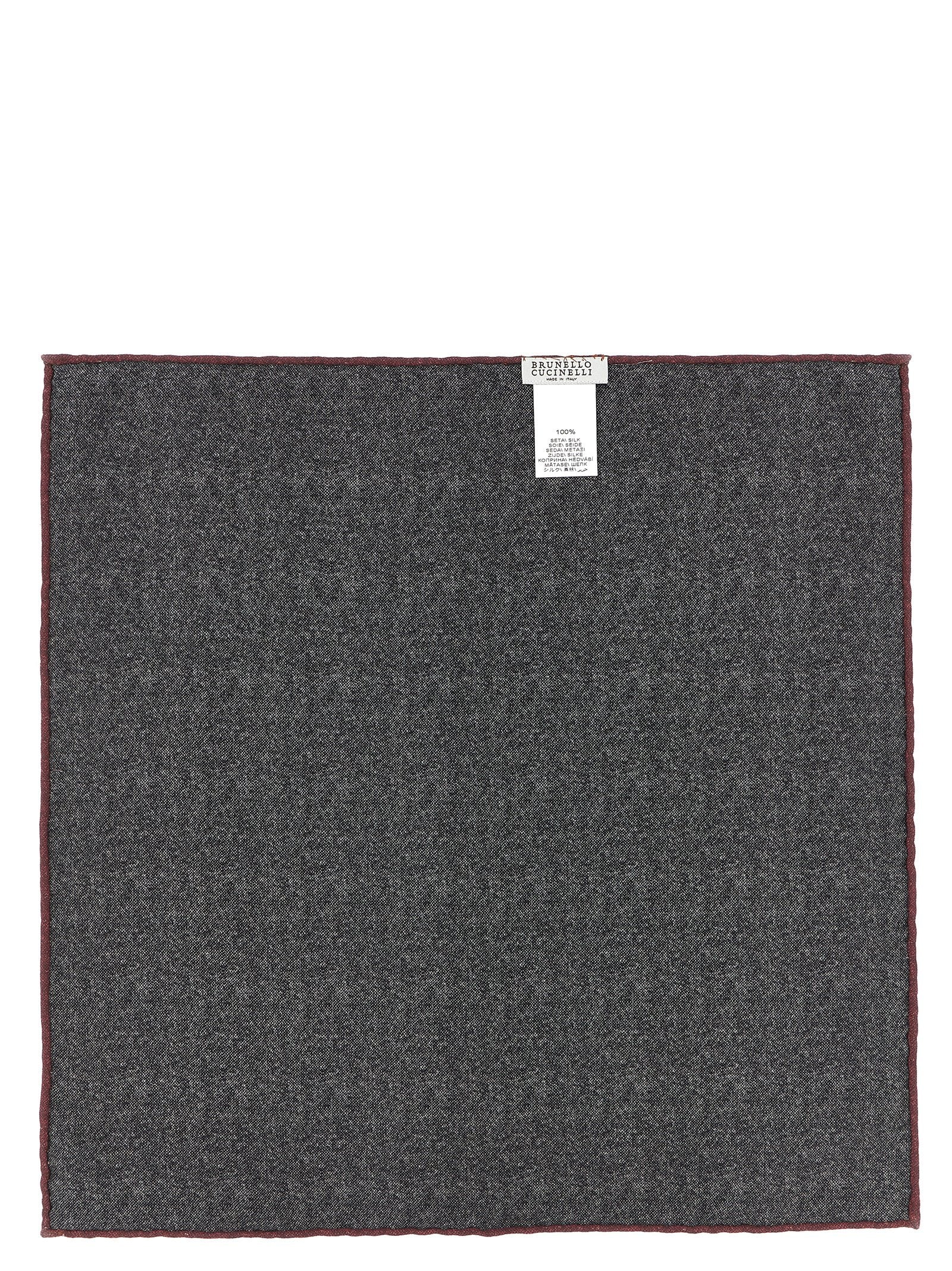 Brunello Cucinelli Gray Silk Pocket Square