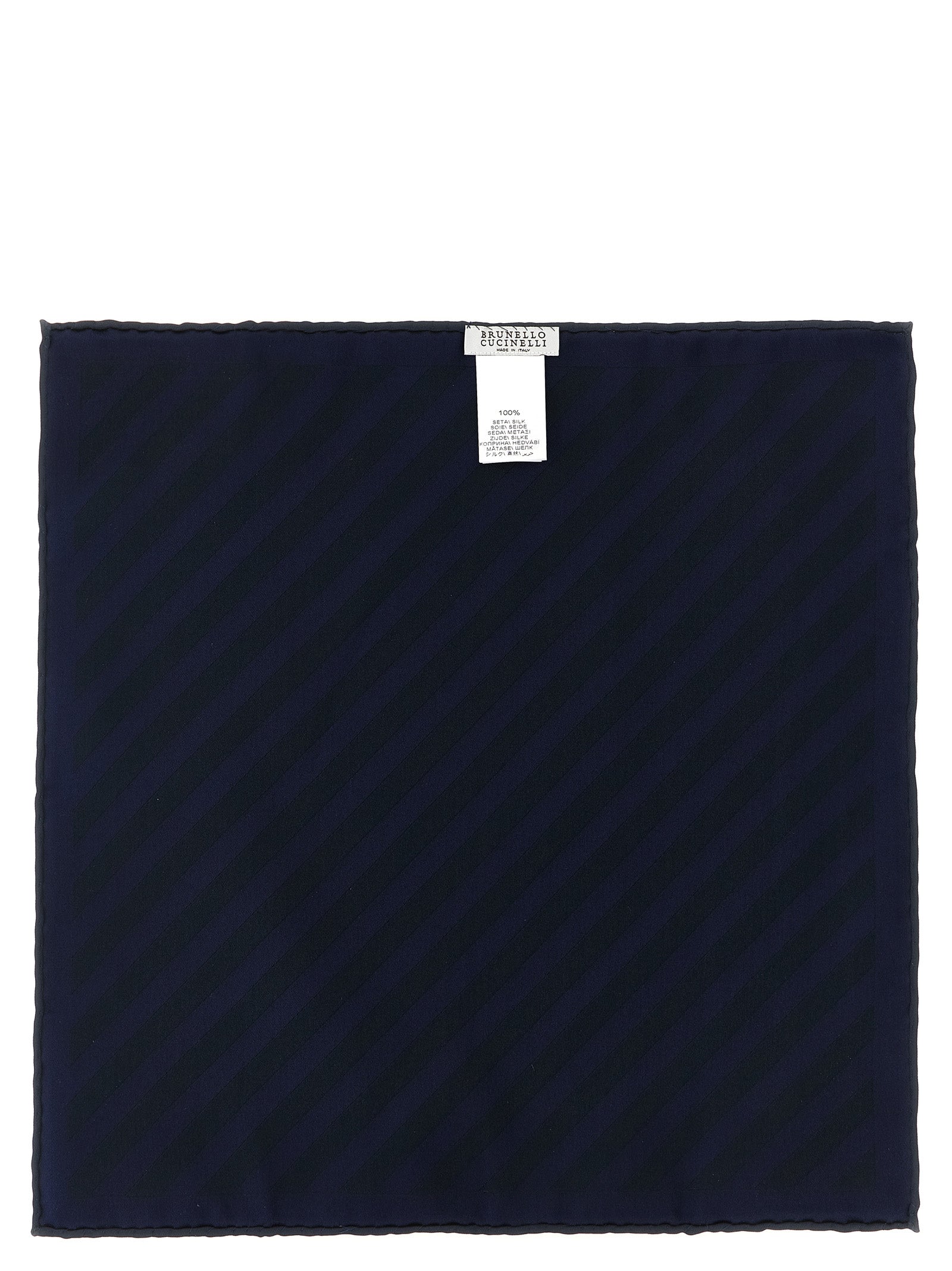 Brunello Cucinelli Blue Silk Pocket Square