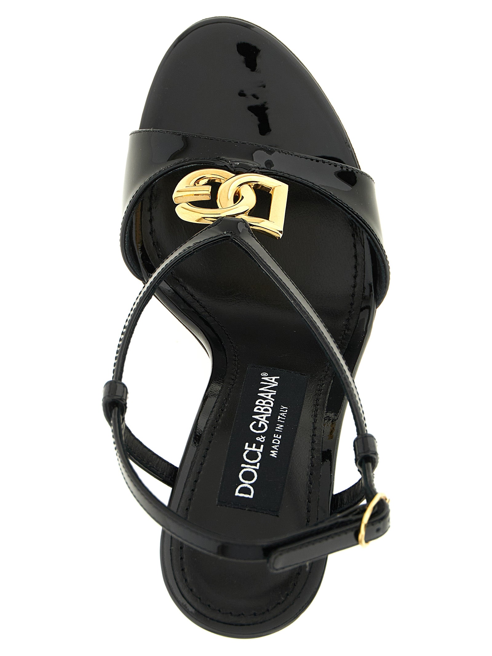 Dolce & Gabbana Black Calfskin Stiletto Heel Sandals