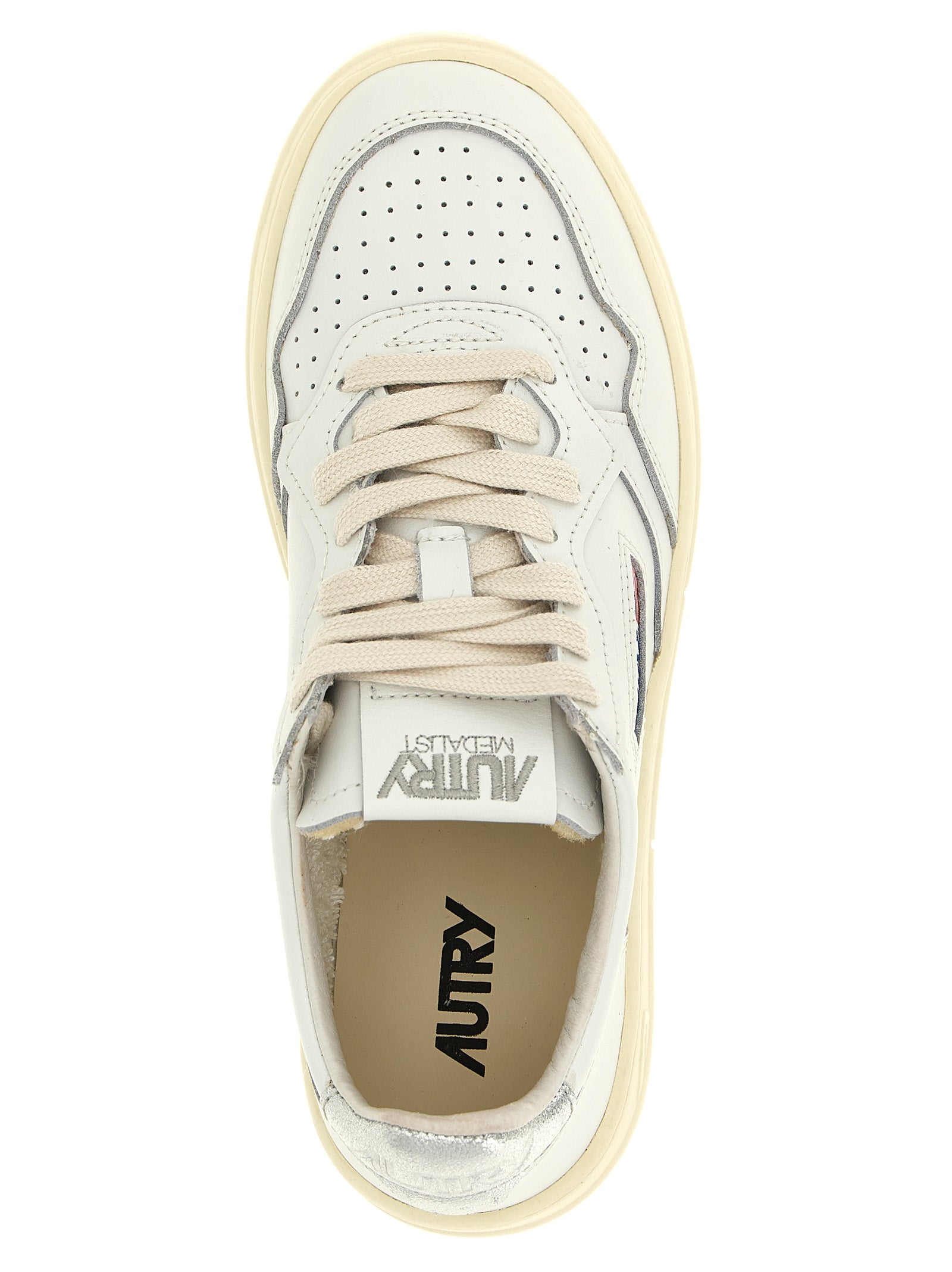 Autry Silver Cowhide Low Top Sneakers