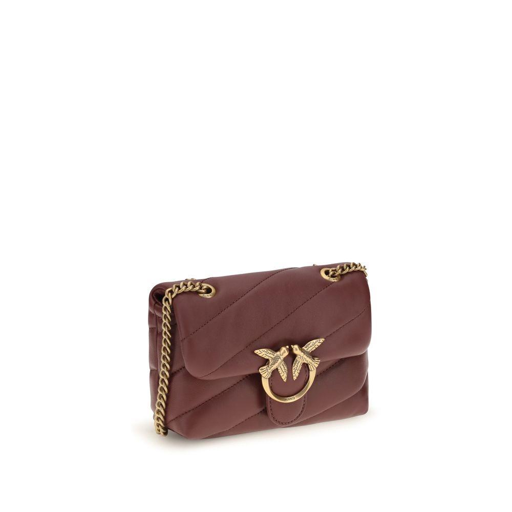 PINKO Bordeaux Calf Leather Bos Taurus Shoulder Bag