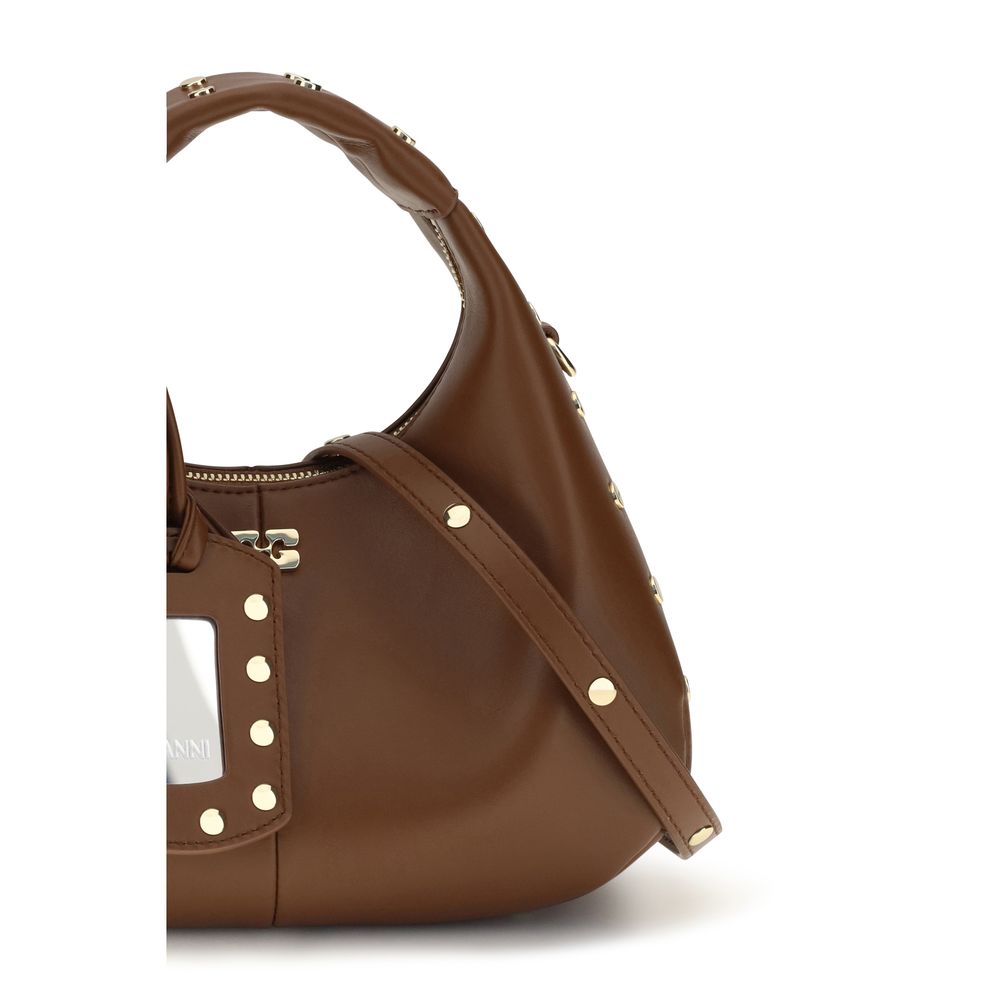 Ganni Brown Recycled Leather Shoulder Bag