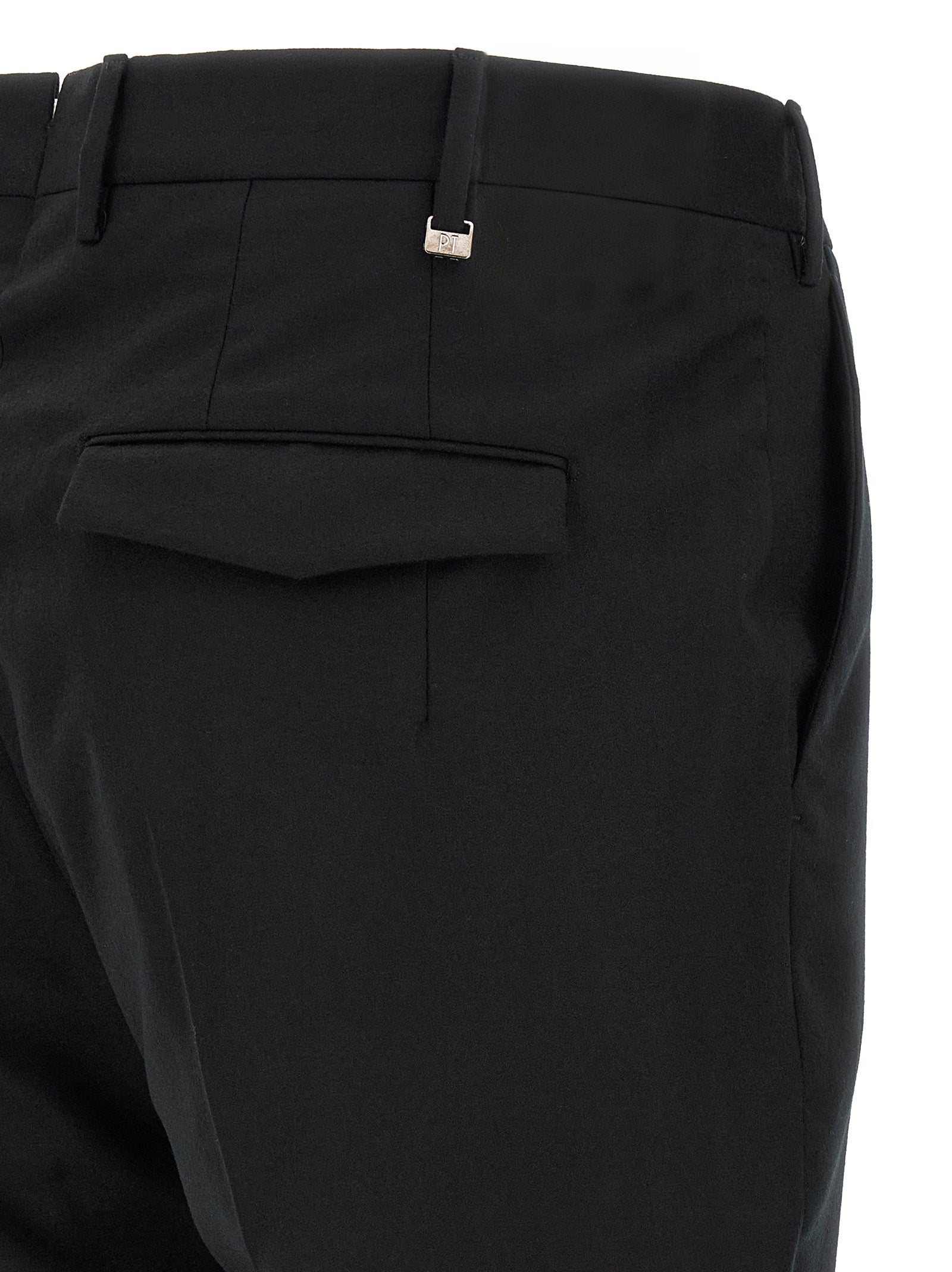 PT Torino Black Virgin Wool Dress Pants