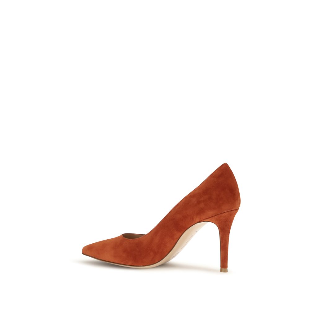 Gianvito Rossi Red Calf Leather Bos Taurus High Heel Pumps
