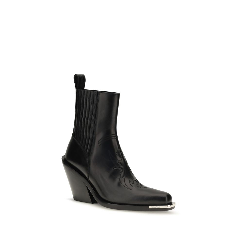Rabanne Black Calf Leather Bos Taurus Ankle Boots