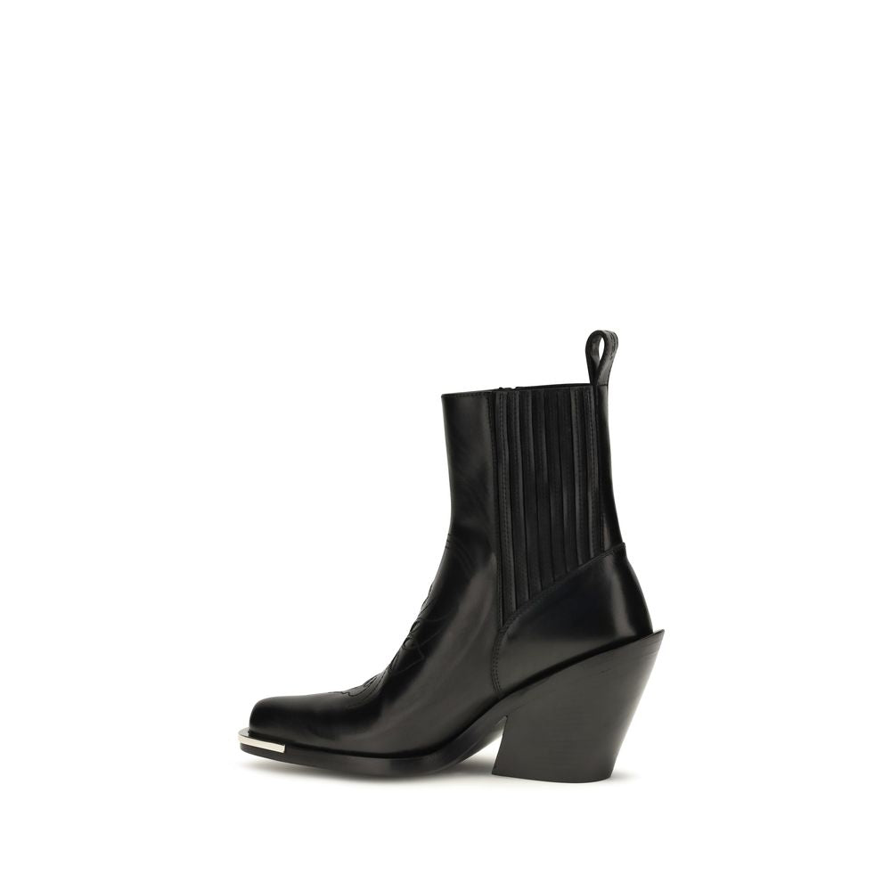 Rabanne Black Calf Leather Bos Taurus Ankle Boots