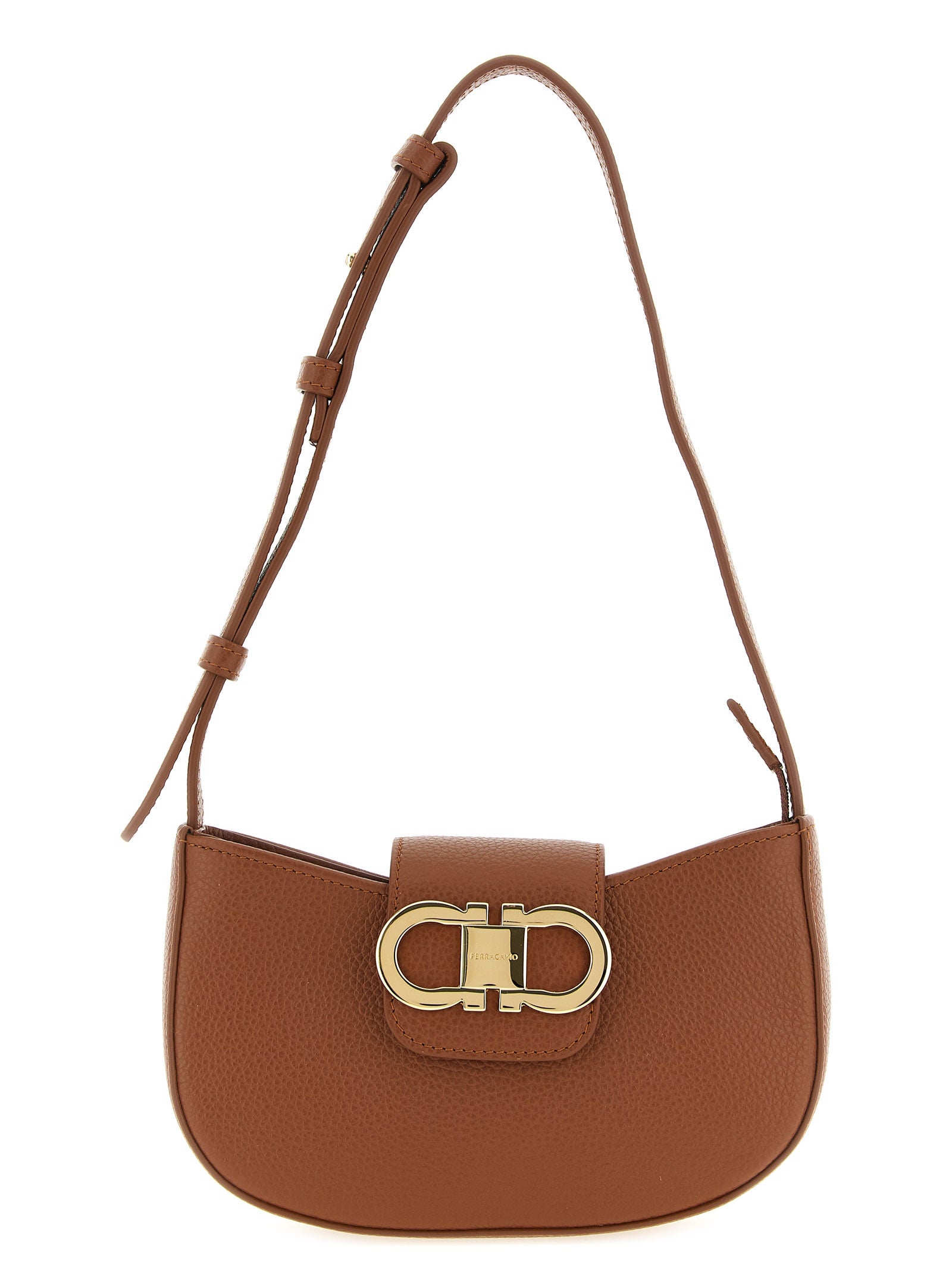 Ferragamo Brown Calfskin Shoulder Bag