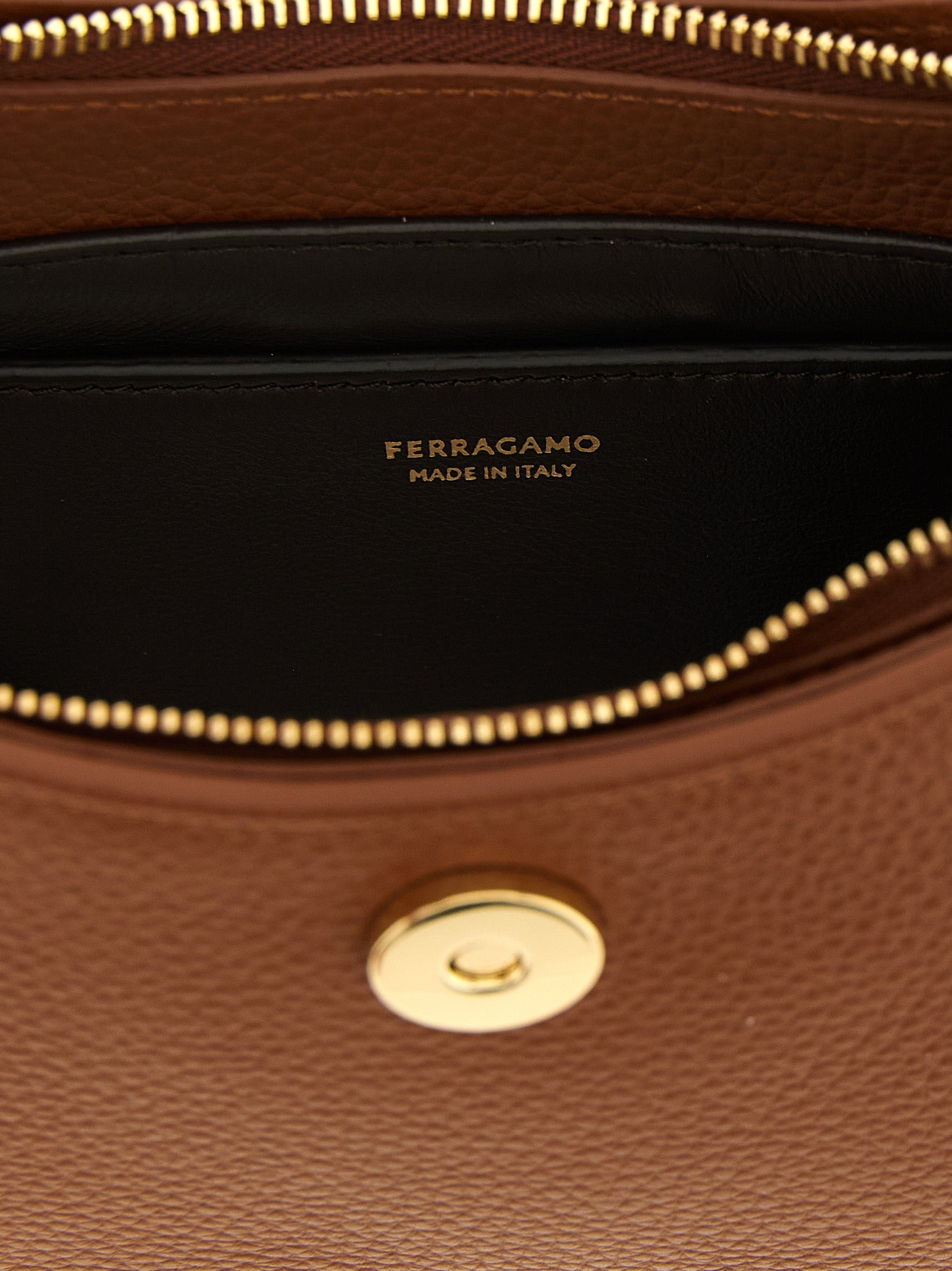 Ferragamo Brown Calfskin Shoulder Bag