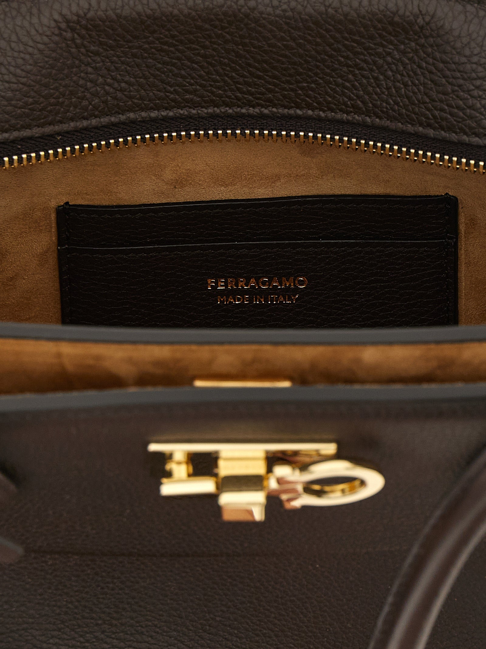 Ferragamo Brown Calfskin Shoulder Bag
