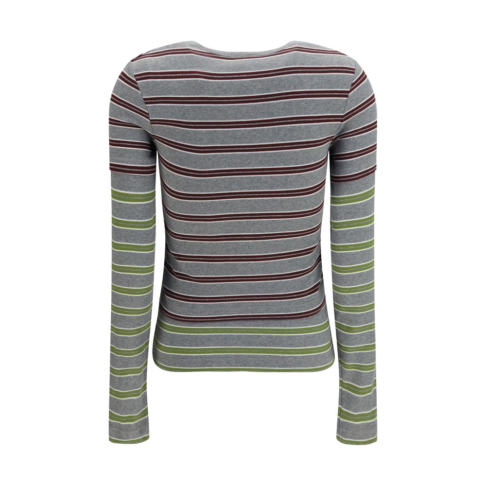 Ganni Gray Cotton Long Sleeve T-Shirt