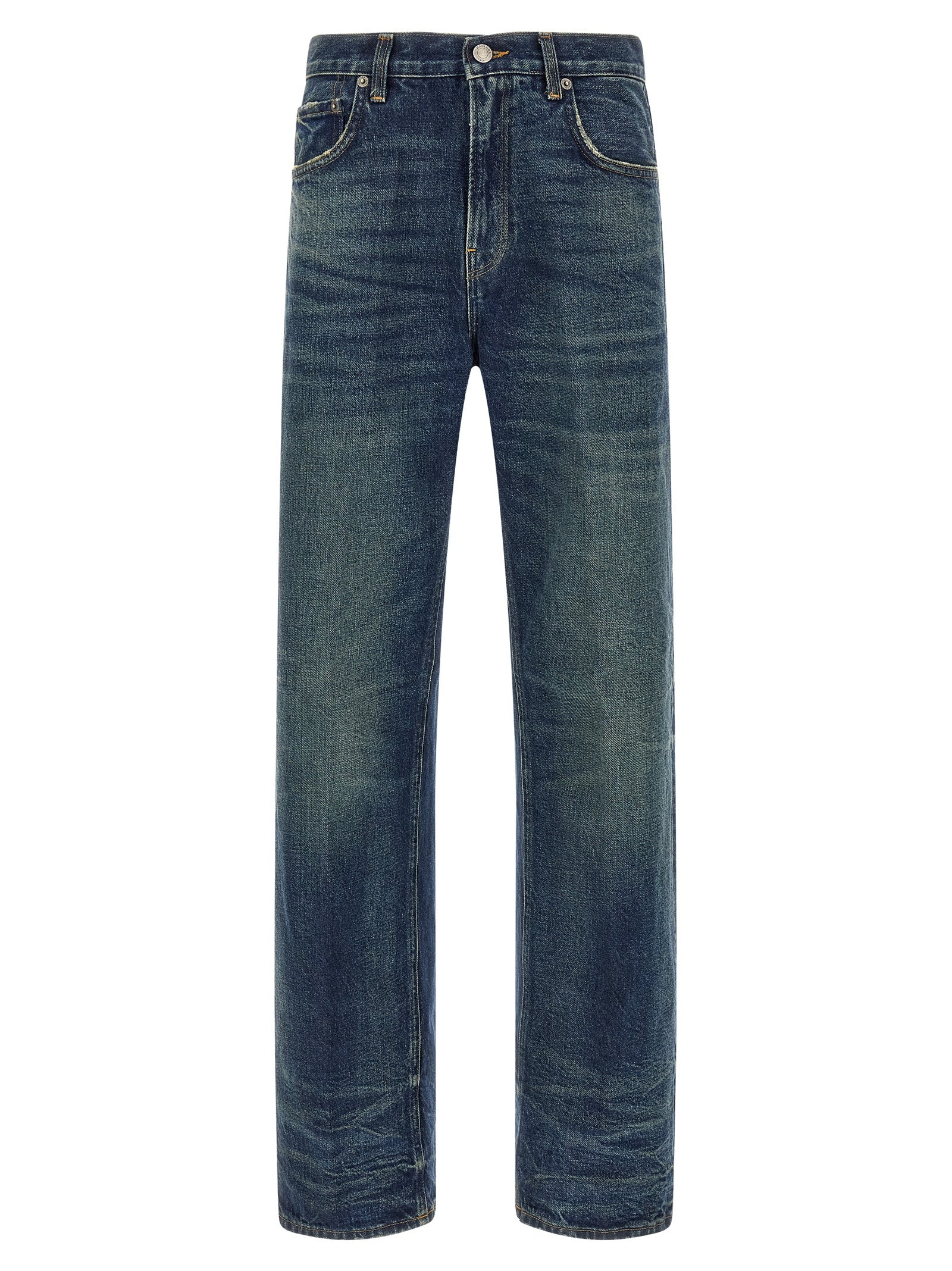 Haikure Blue Cotton Relaxed Fit Jeans