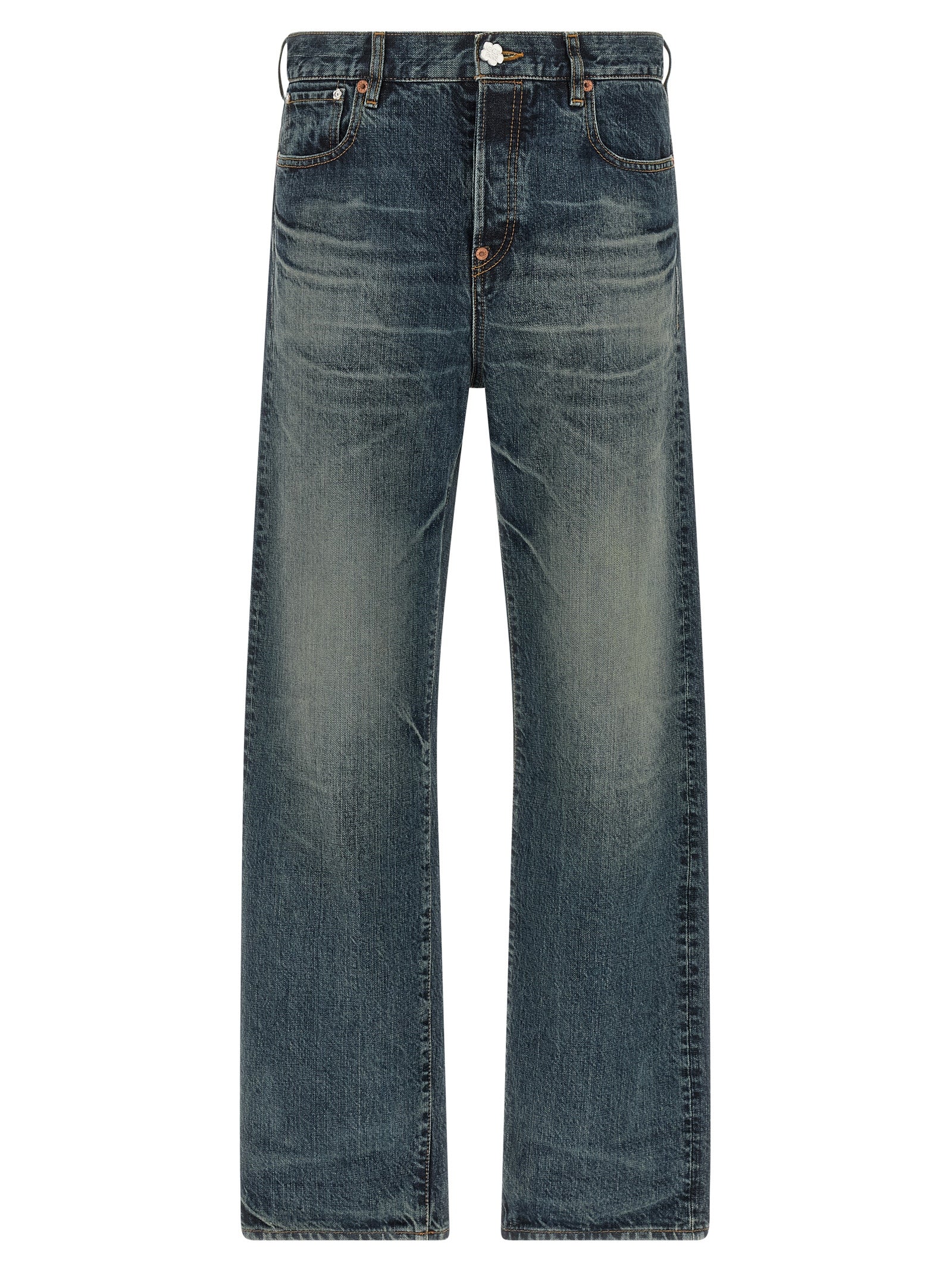 Kenzo Blue Cotton Straight-Leg Jeans