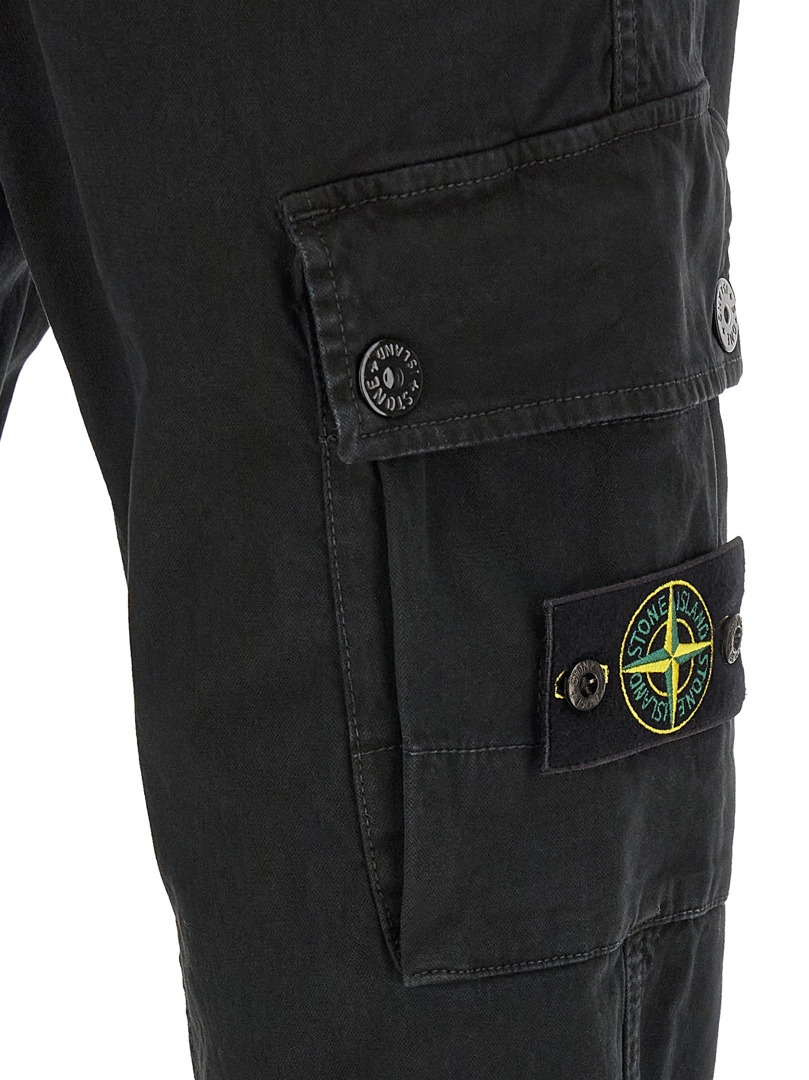 Stone Island Black Cotton Cargo Pants