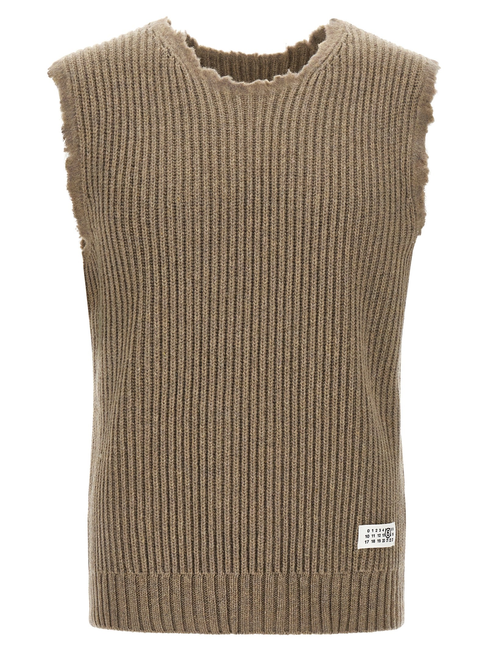 MM6 Maison Margiela Beige Wool Sleeveles Sweater
