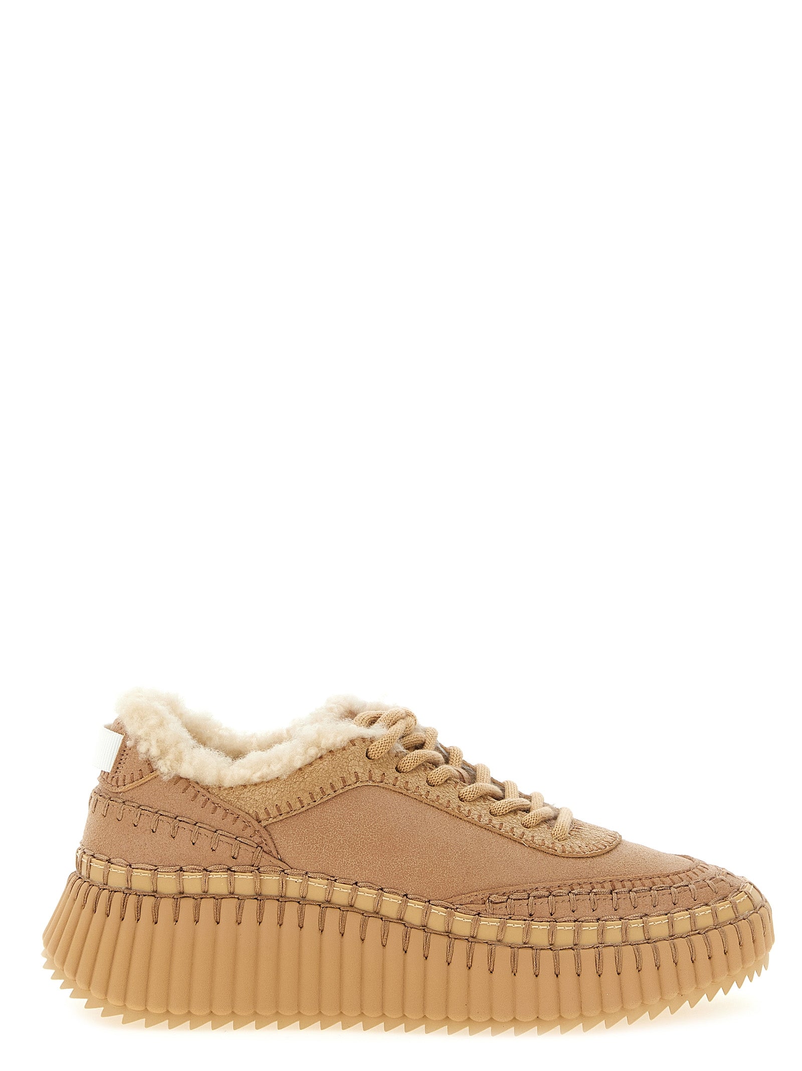 Chloé Beige Lambskin Chunky Sneakers