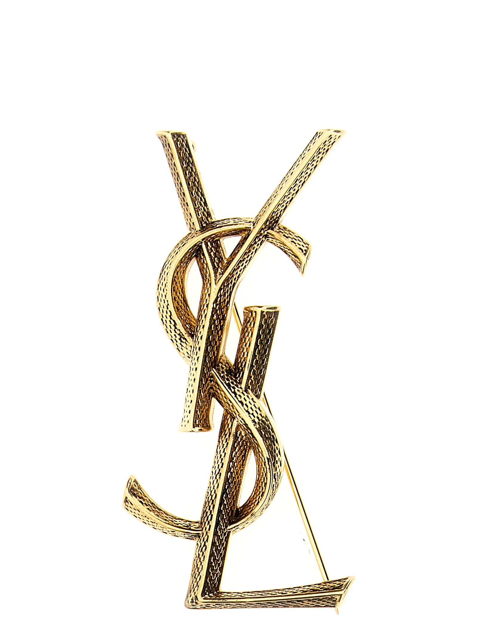 Saint Laurent Gold Brass Broch