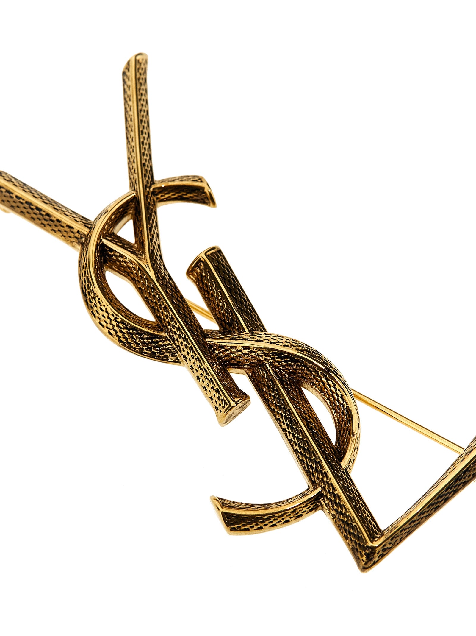 Saint Laurent Gold Brass Broch