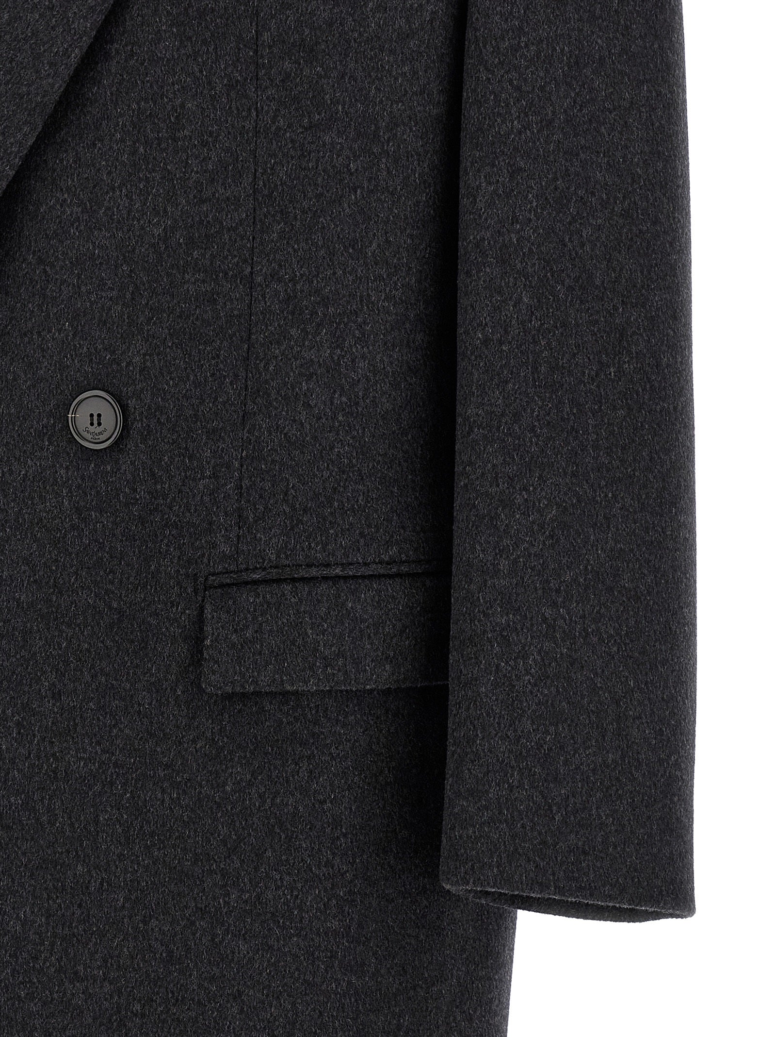 Saint Laurent Gray Wool Coat