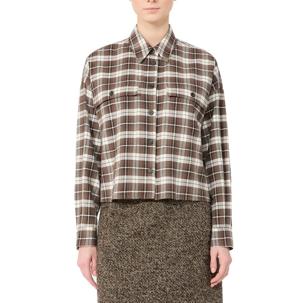 Max Mara Brown Cotton Pattern Shirt