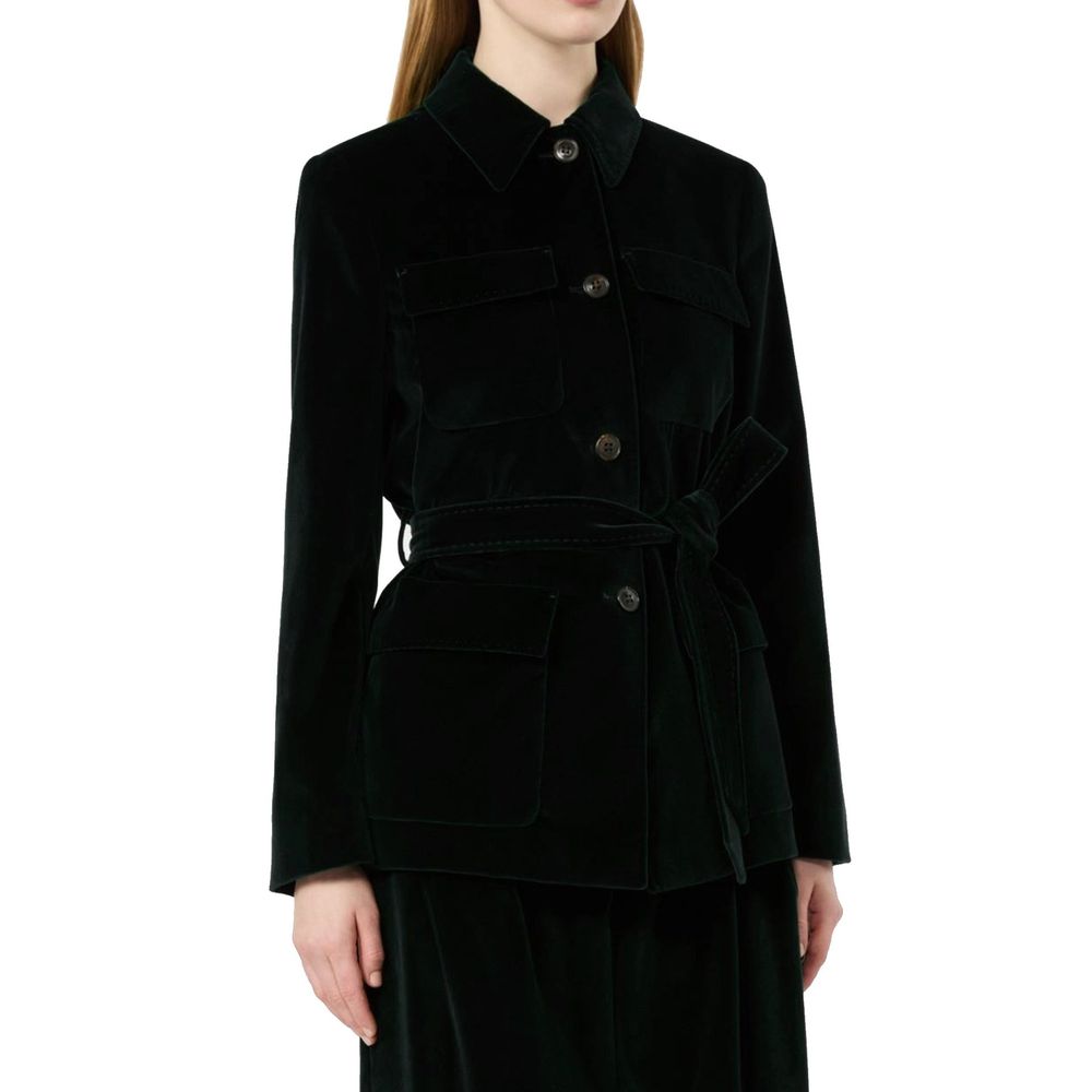 Max Mara Black Cotton Full-Length Jacket