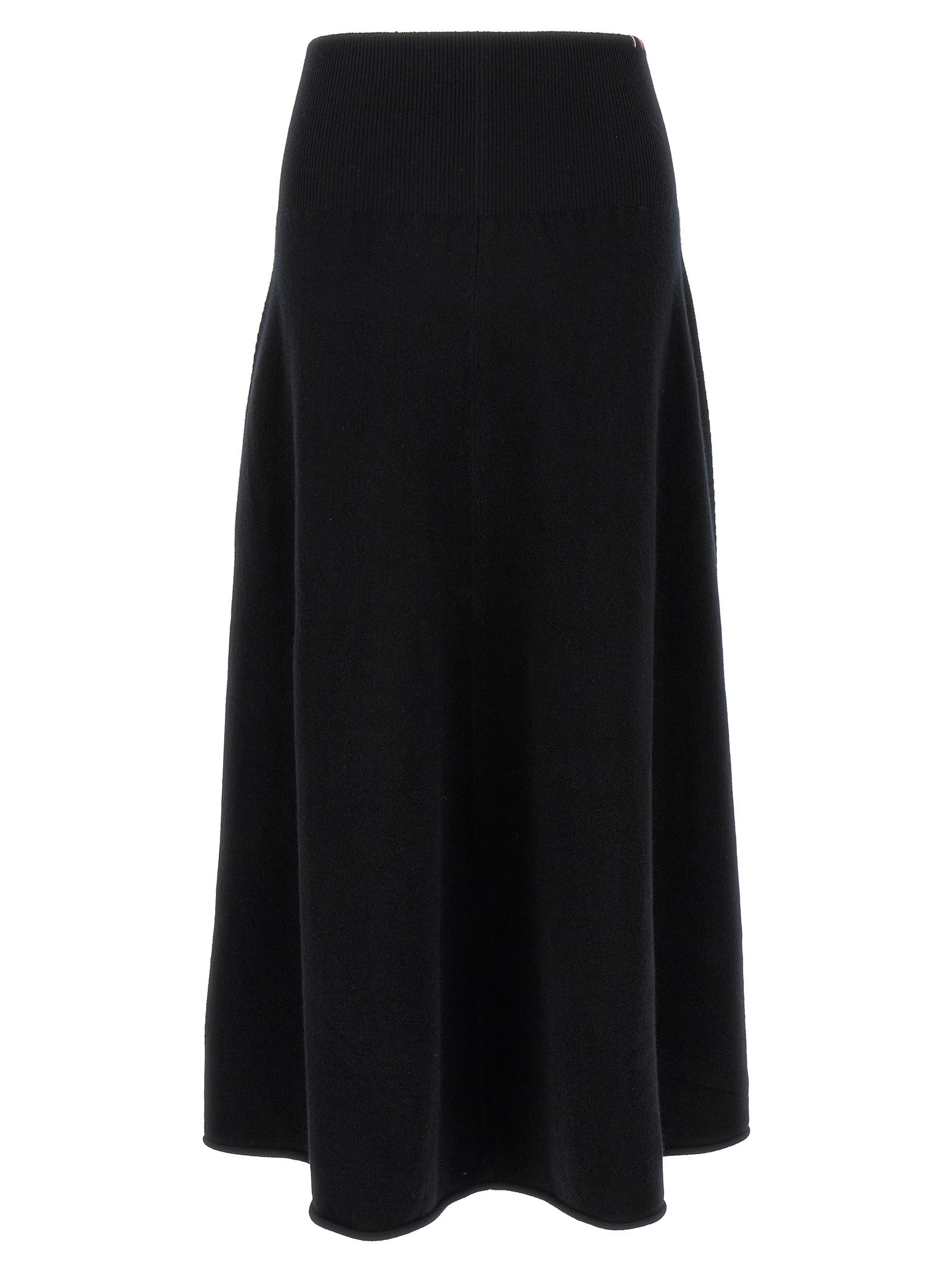 Extreme Cashmere Black Cashmere Midi Skirt