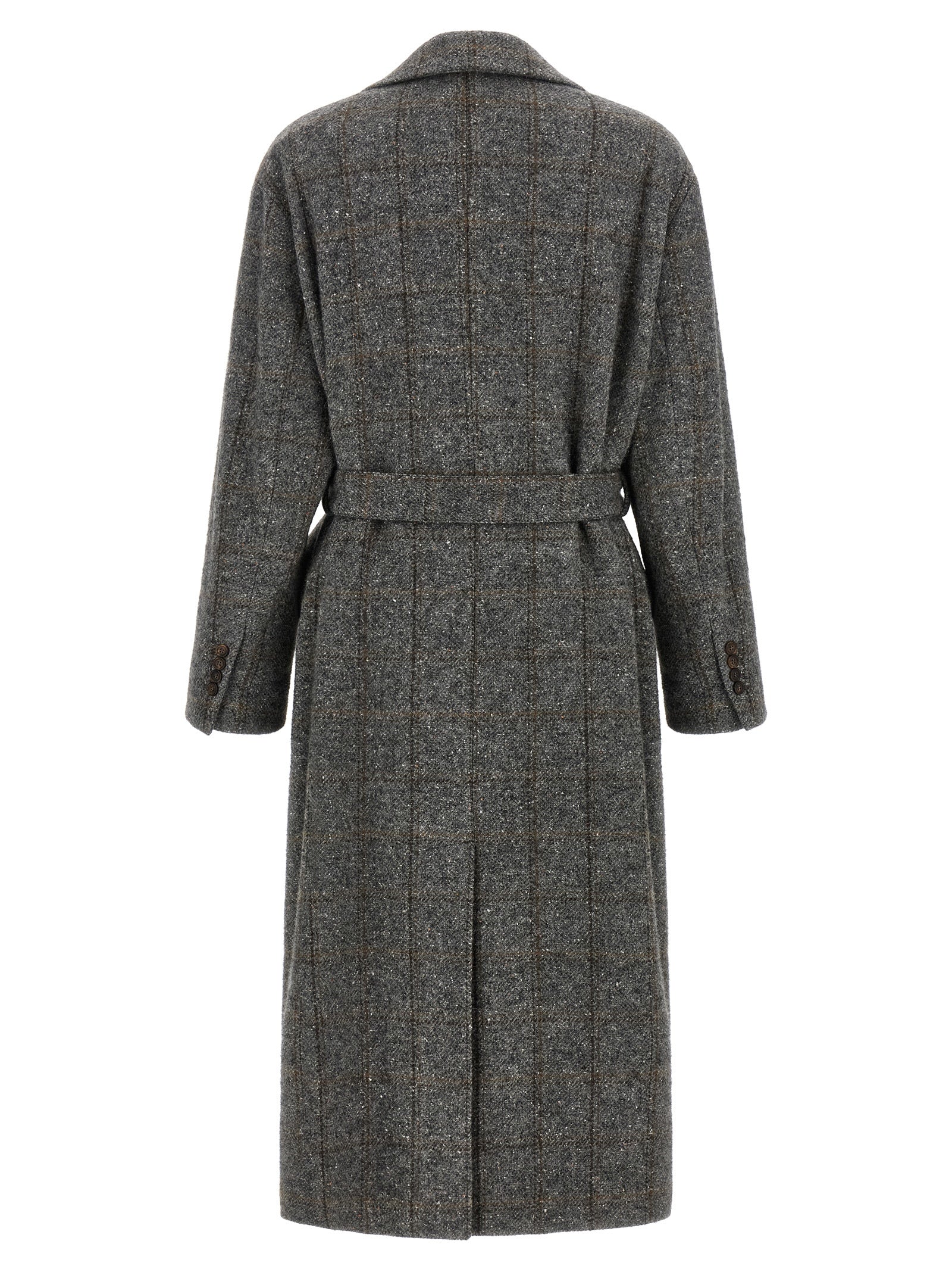 Brunello Cucinelli Gray Alpaca Leather Coat