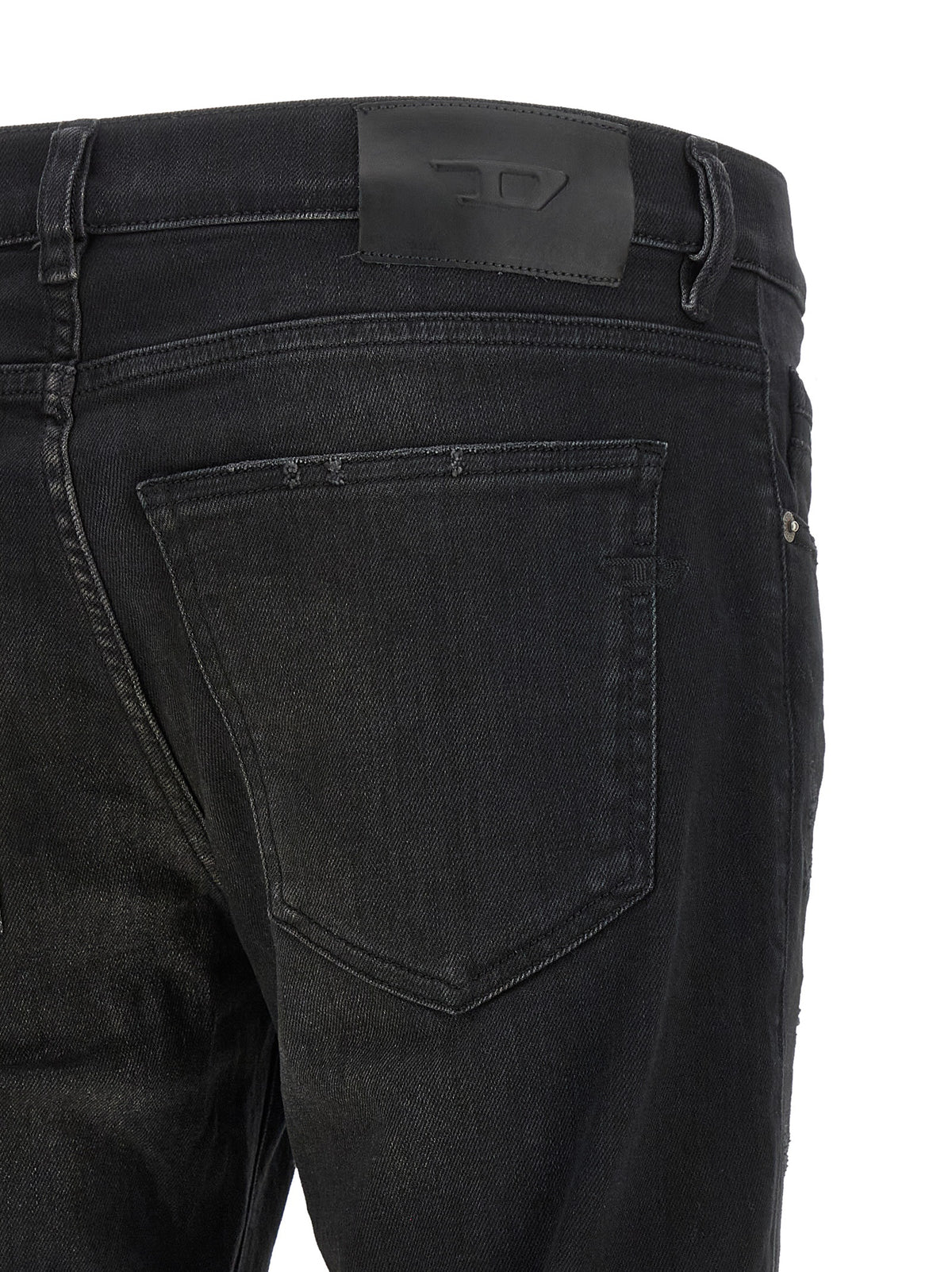 Diesel Black Cotton Tapered Jeans