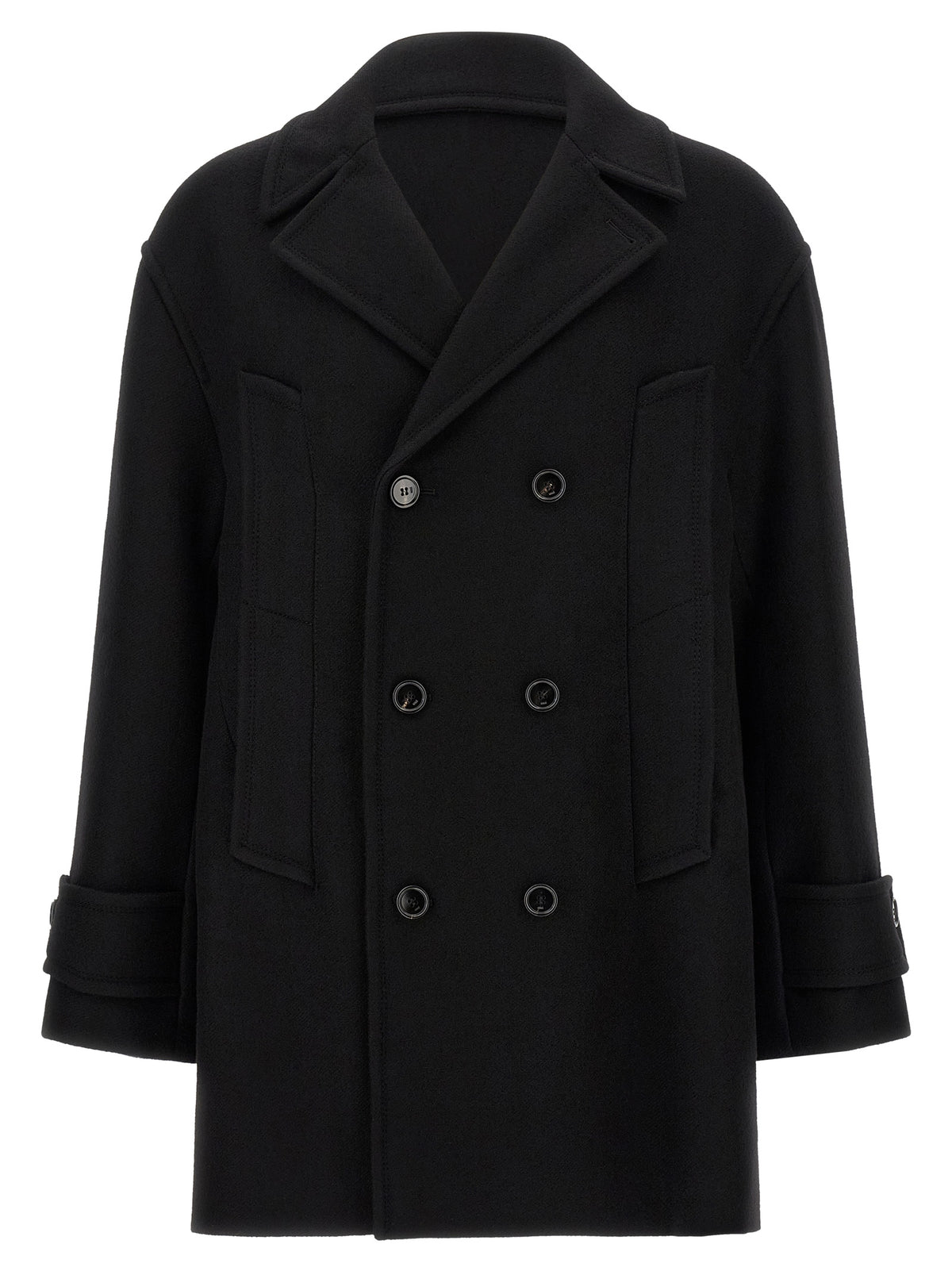Ami Paris Black Virgin Wool Coat