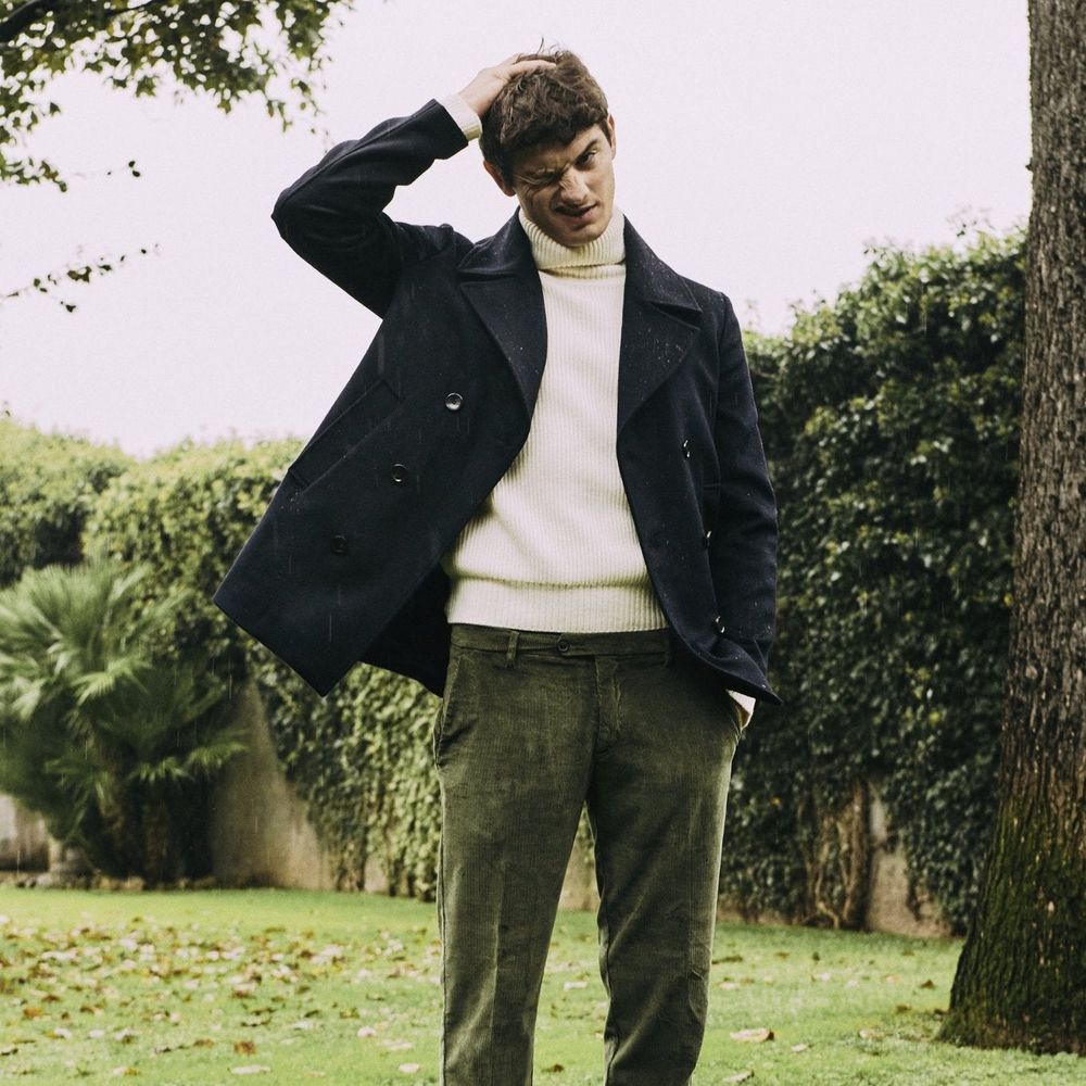Autore Blue Wool Full-Length Jacket