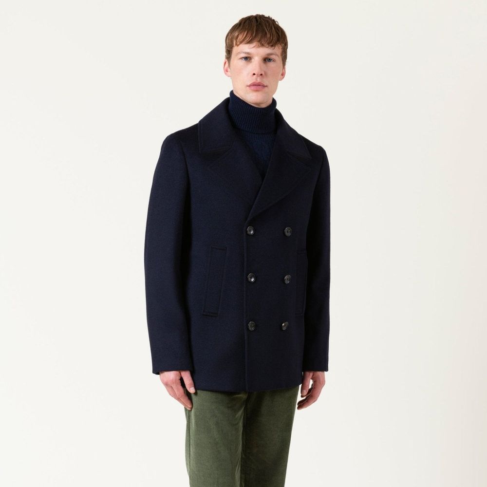 Autore Blue Wool Full-Length Jacket