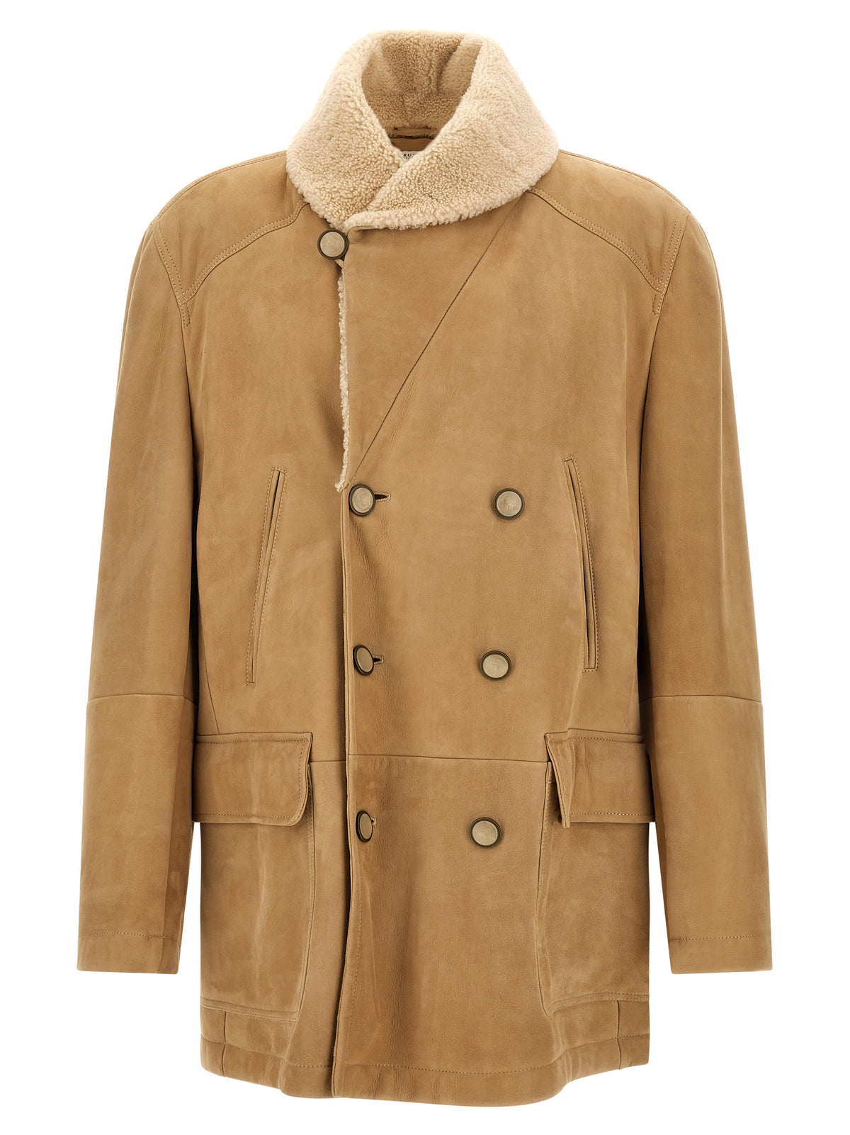 Brunello Cucinelli Beige Lamb Leather Leather Jacket