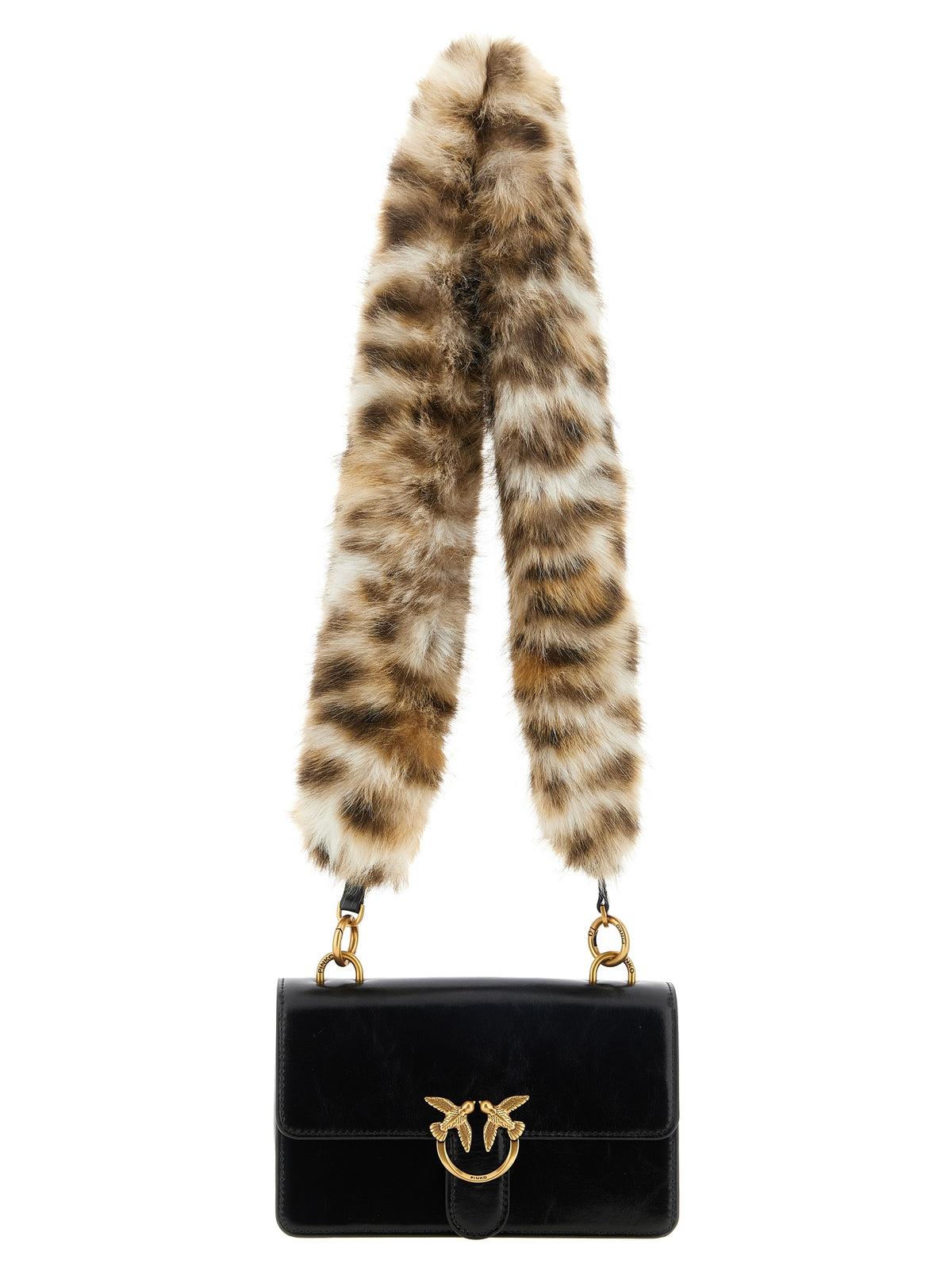 PINKO Black Calfskin Shoulder Bag