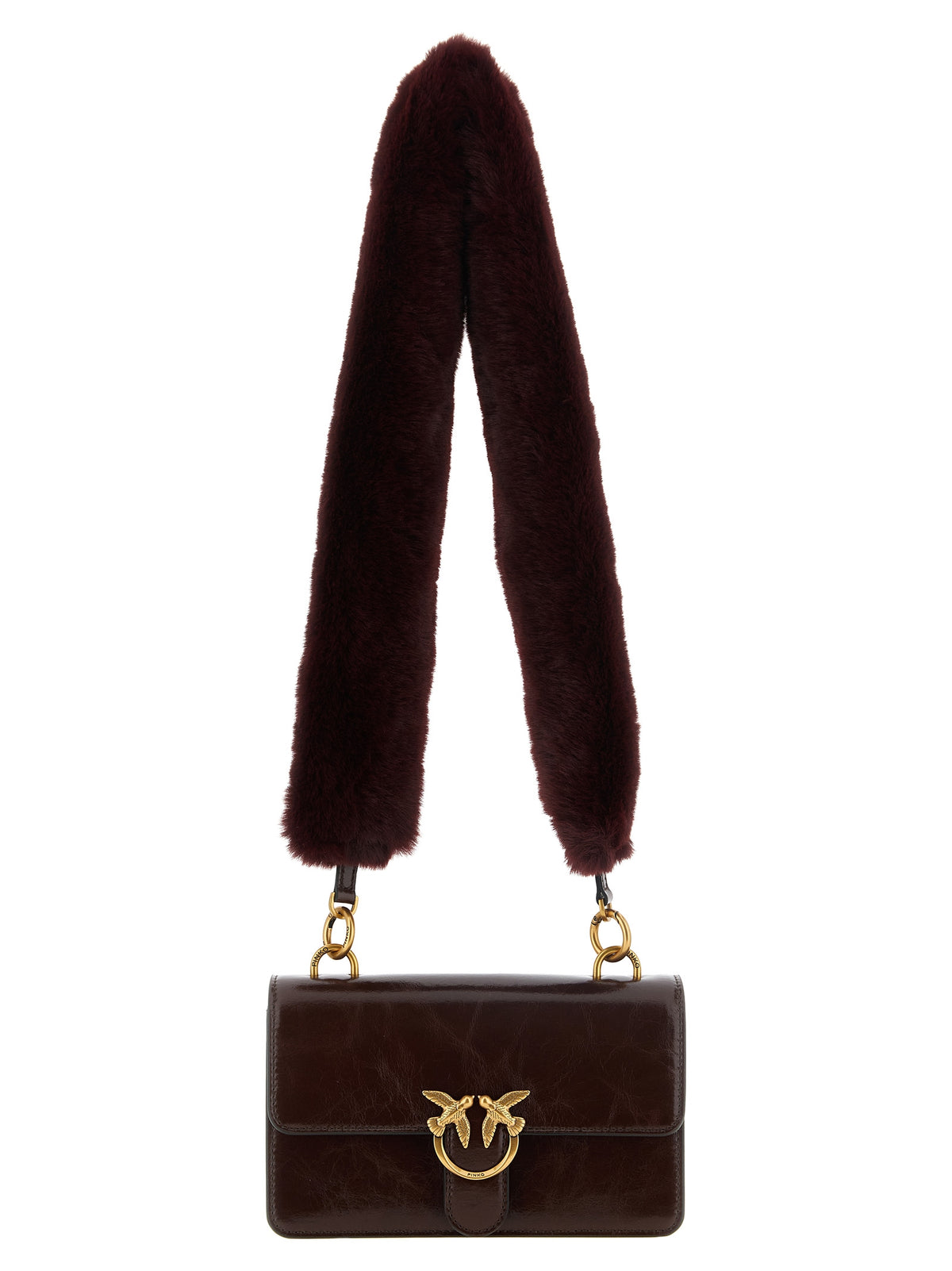 PINKO Bordeaux Calfskin Shoulder Bag