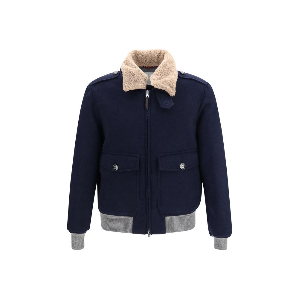 Brunello Cucinelli Blue Cashmere Full-Length Jacket