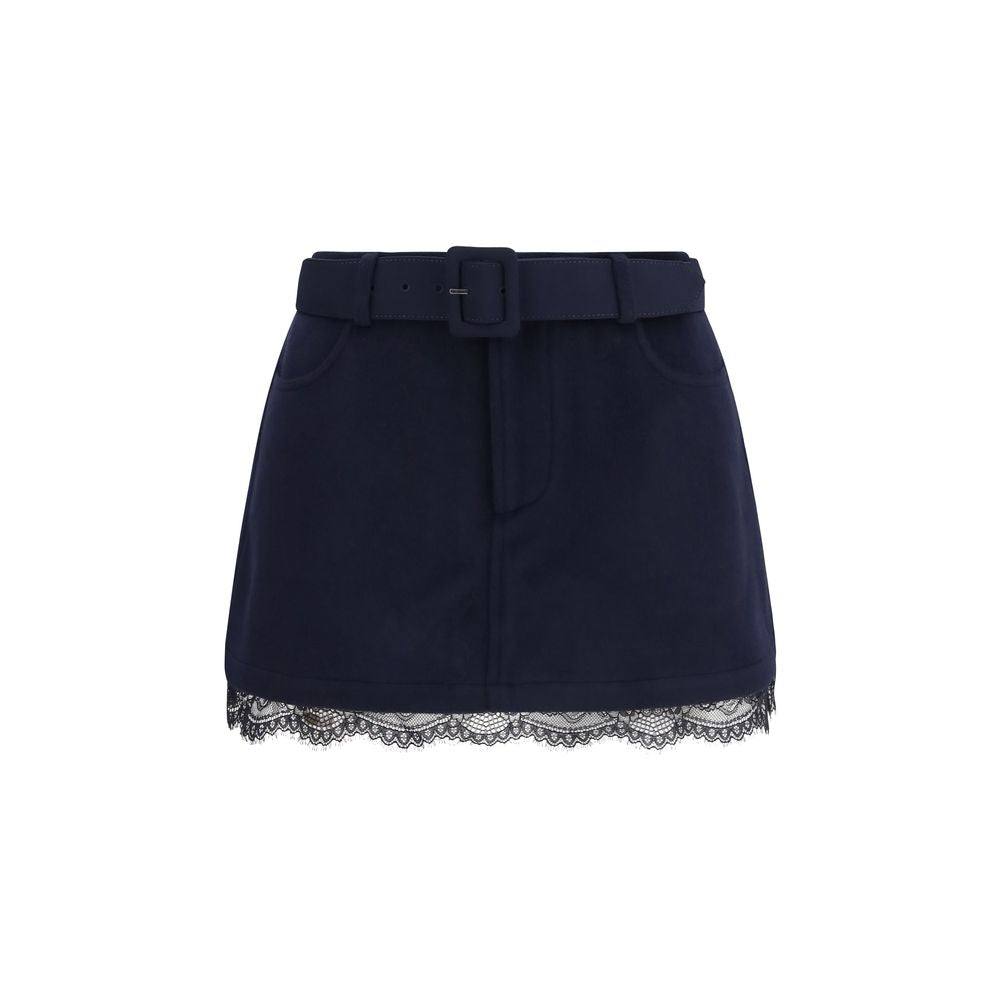Self-Portrait Blue Wool Oves Aries Bermuda Shorts
