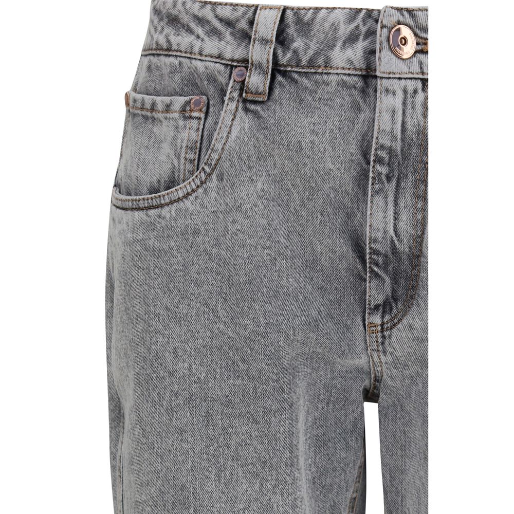 Brunello Cucinelli Gray Cotton Straight-Leg Jeans