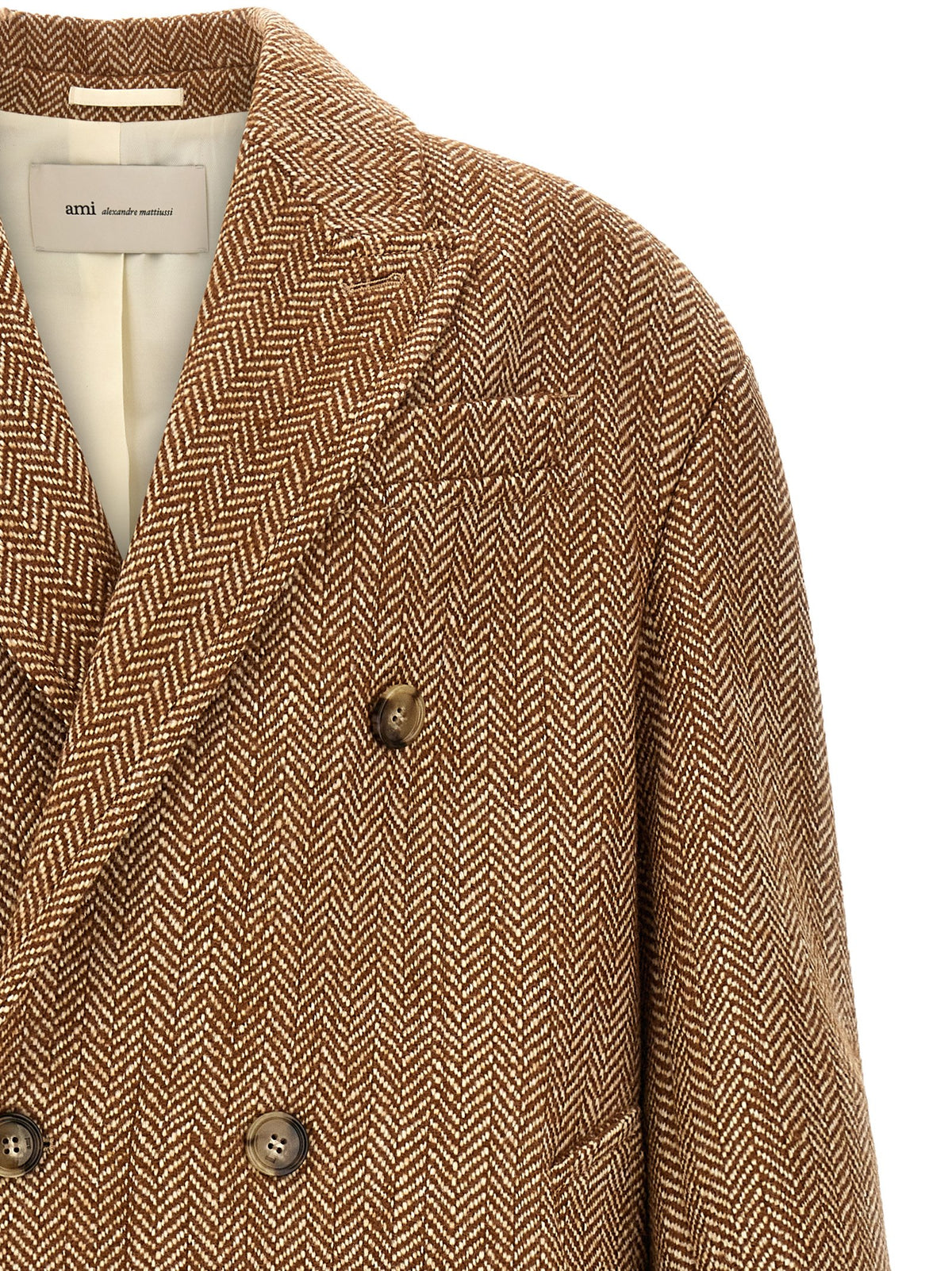 Ami Paris Brown Virgin Wool Coat