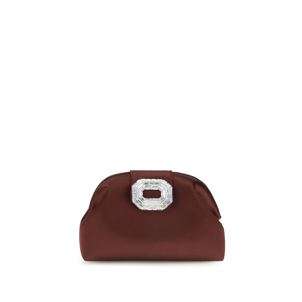 Amina Muaddi Bordeaux Satin Shoulder Bag