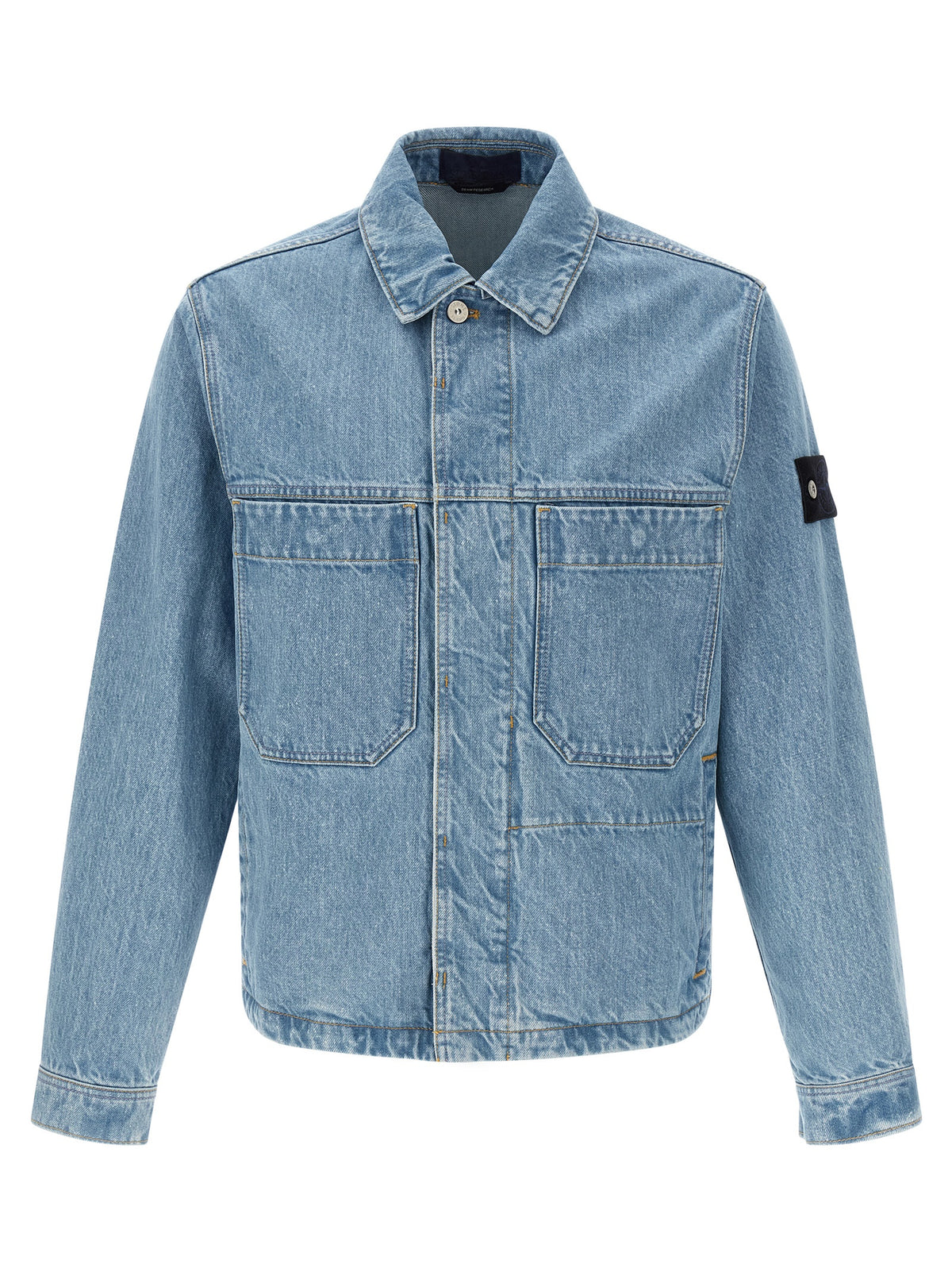 Stone Island Blue Cotton Denim Jacket
