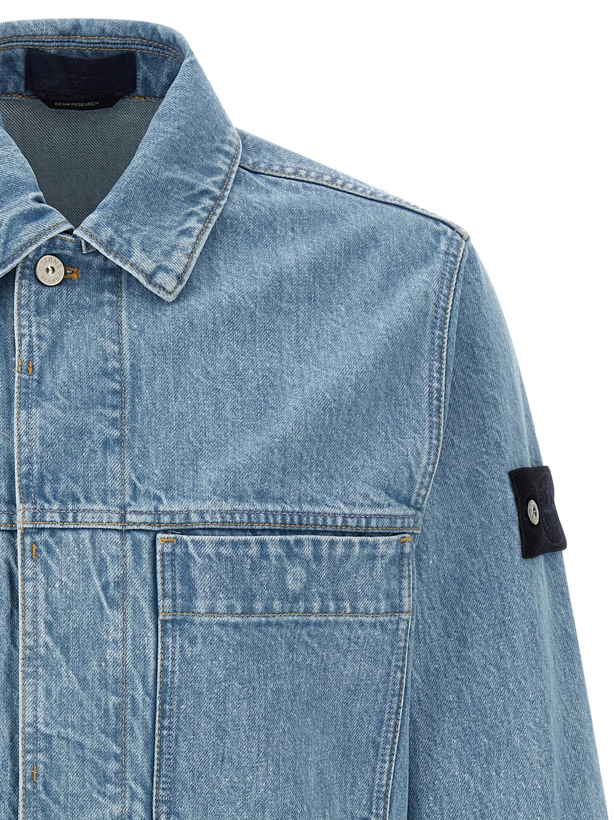 Stone Island Blue Cotton Denim Jacket