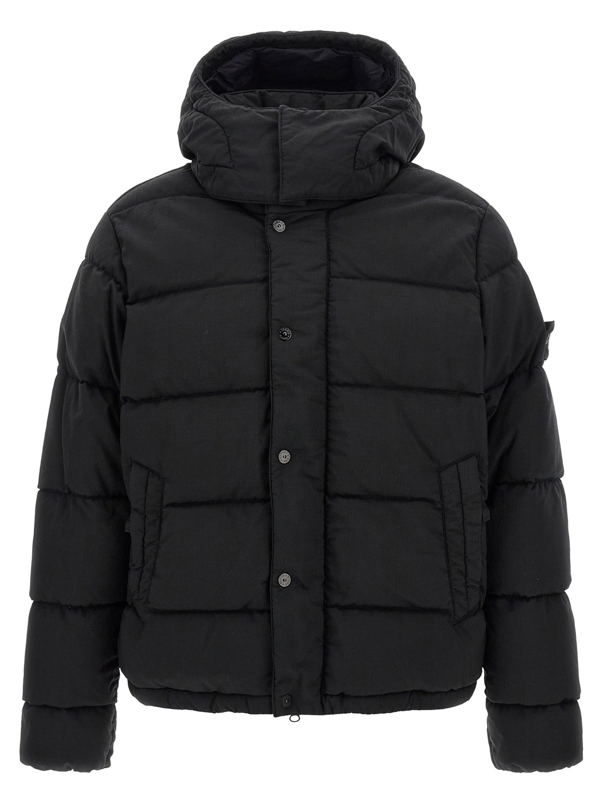 Stone Island Black Virgin Wool Full-Length Jacket