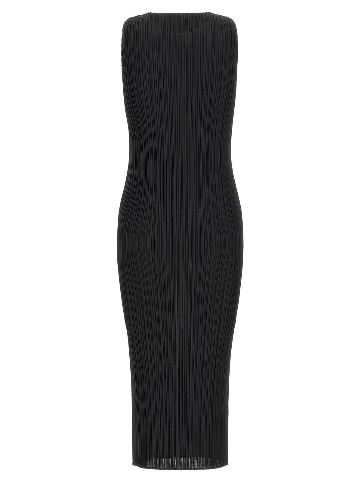PLEATS PLEASE ISSEY MIYAKE Black Polyester Midi Dress