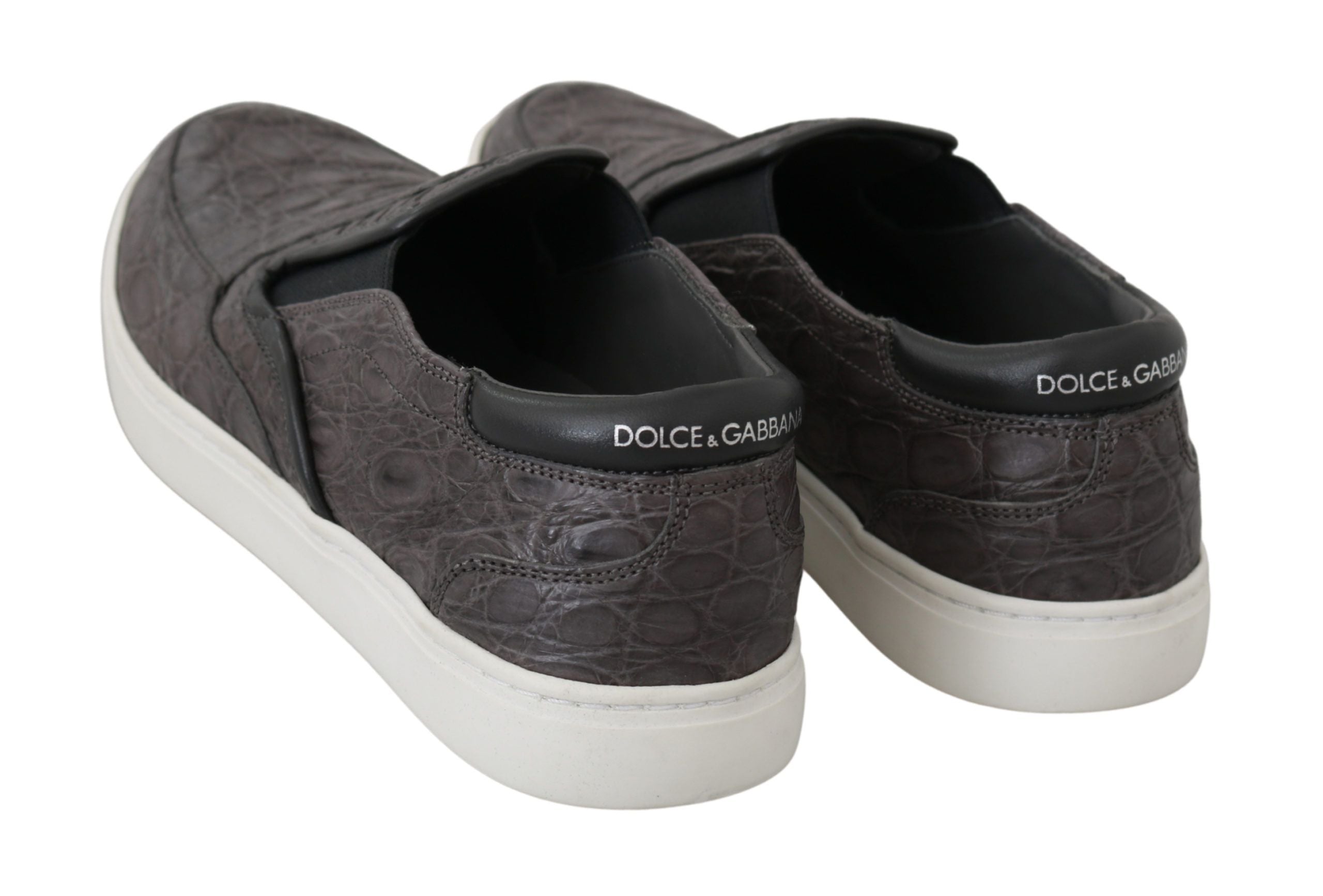Κομψά δερμάτινα Loafers Dolce & Gabbana σε γκρι γκρι Caiman