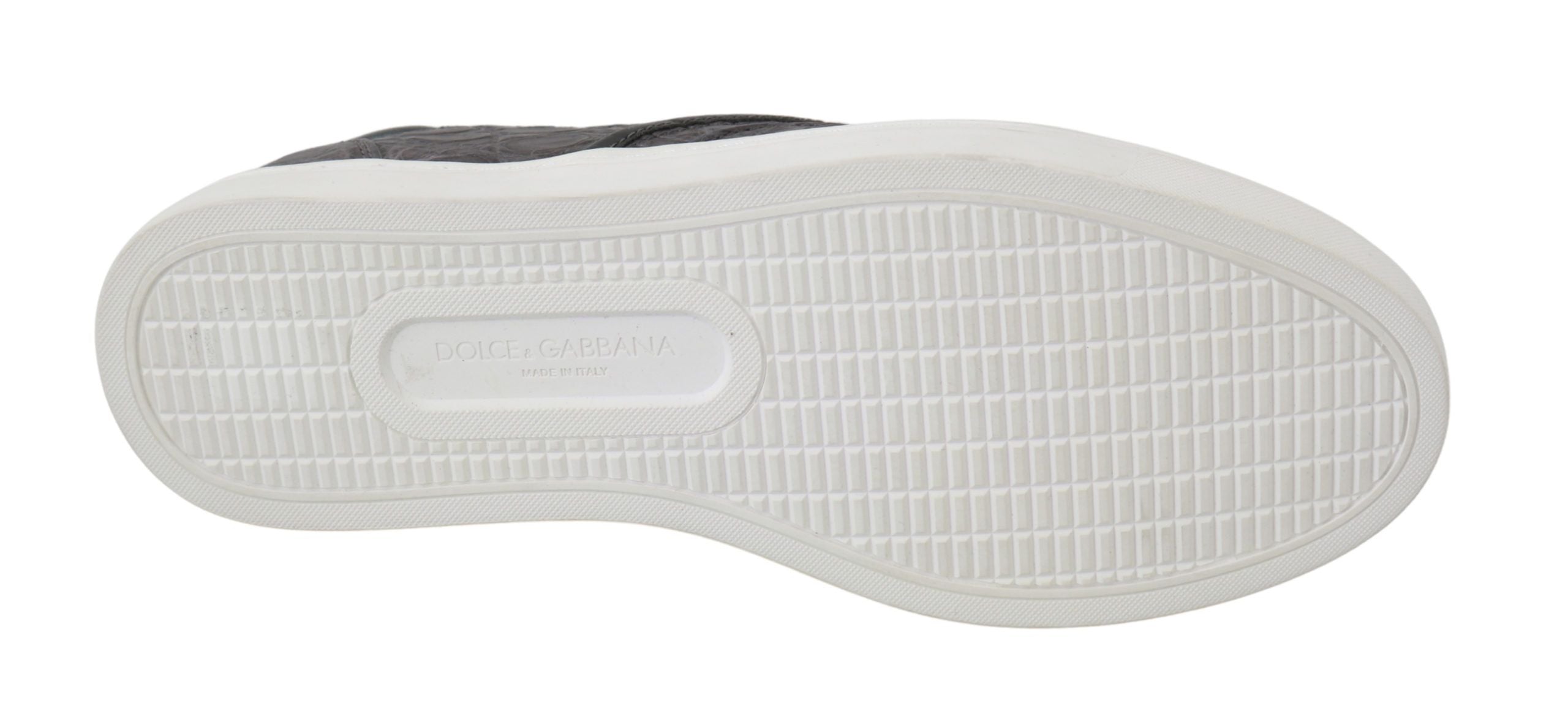 Κομψά δερμάτινα Loafers Dolce & Gabbana σε γκρι γκρι Caiman