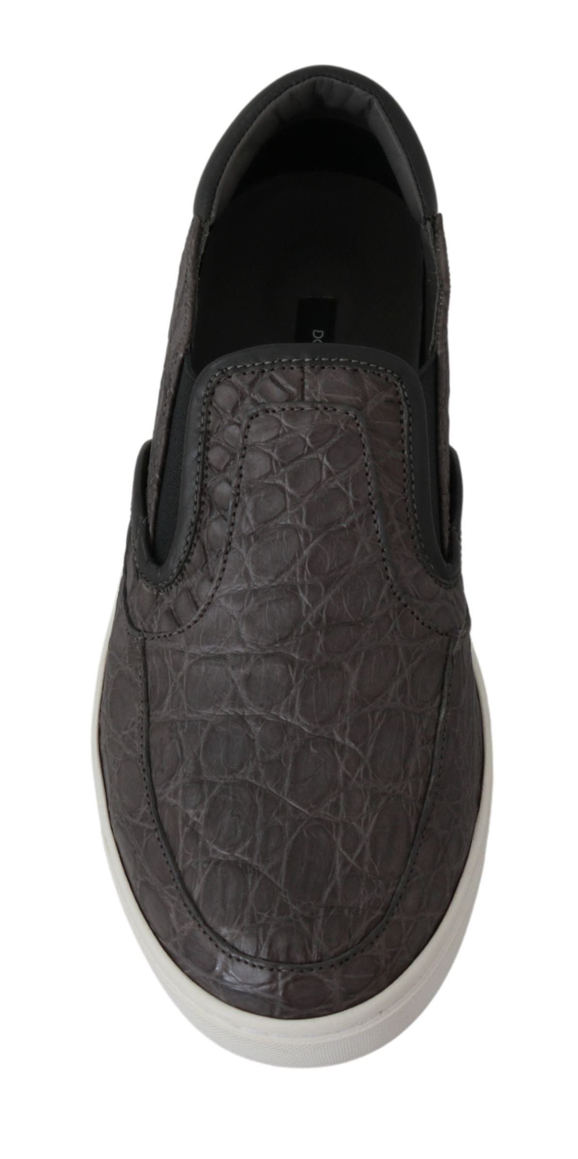 Κομψά δερμάτινα Loafers Dolce & Gabbana σε γκρι γκρι Caiman
