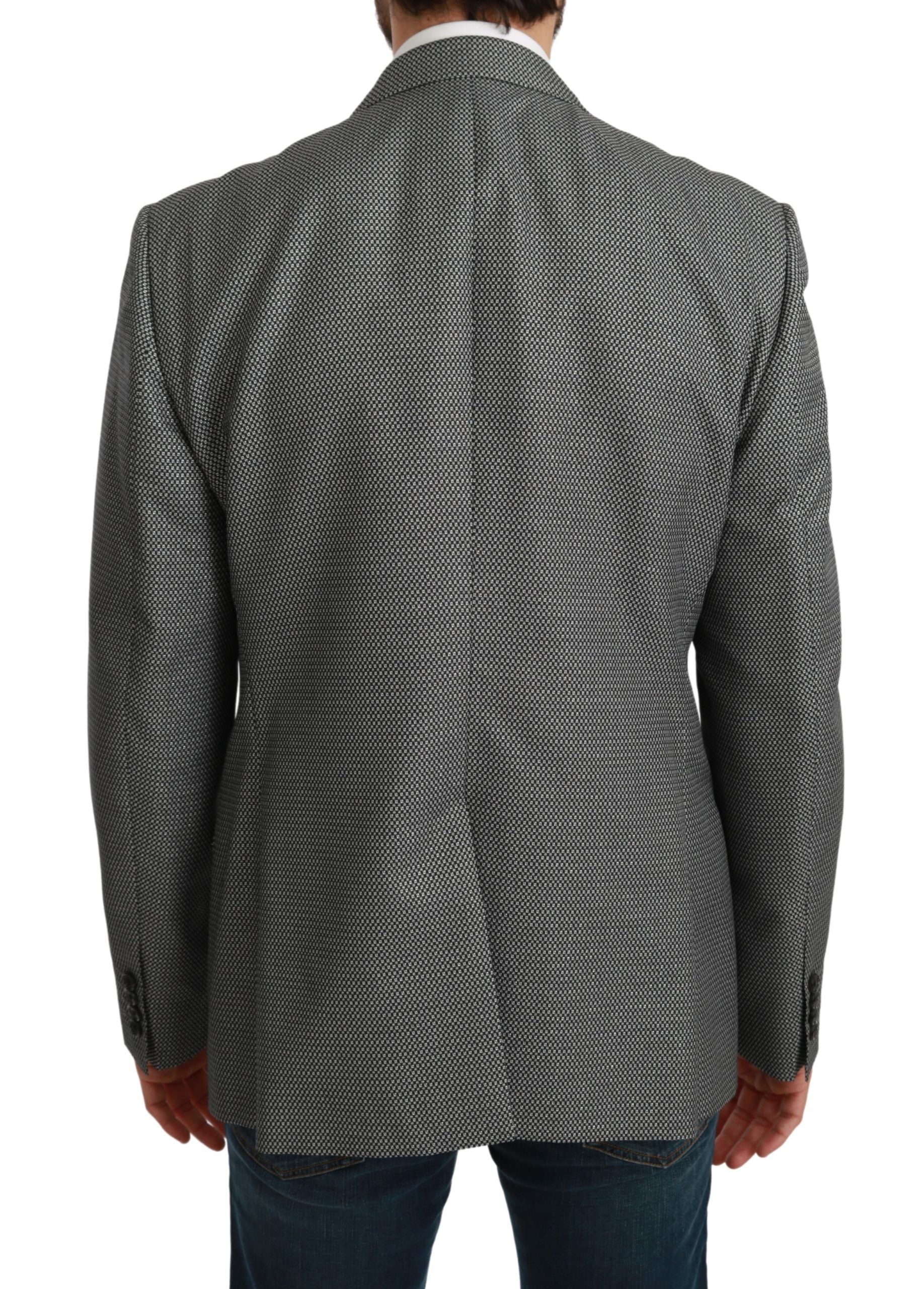 Dolce & Gabbana Elegant Grey Fantasy Pattern Slim Fit Blazer