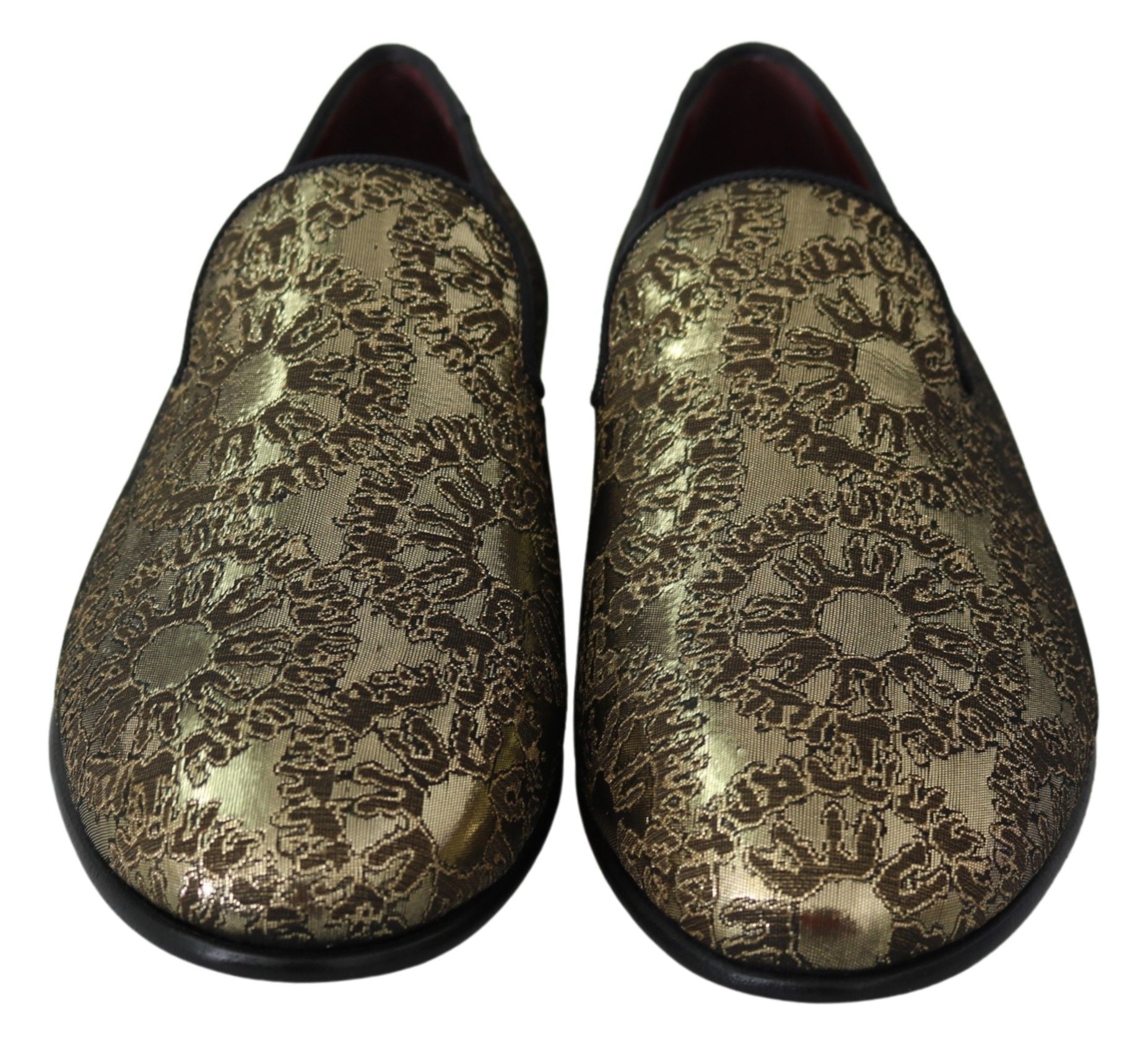 Παπούτσια φορέματος Dolce & Gabbana Gold Bordeaux Loafers Slides