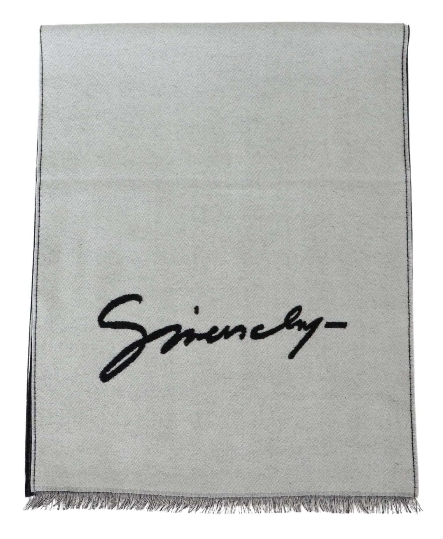 Givenchy Black White Wool Unisex Winter Warm Scarf Wrap Shawl