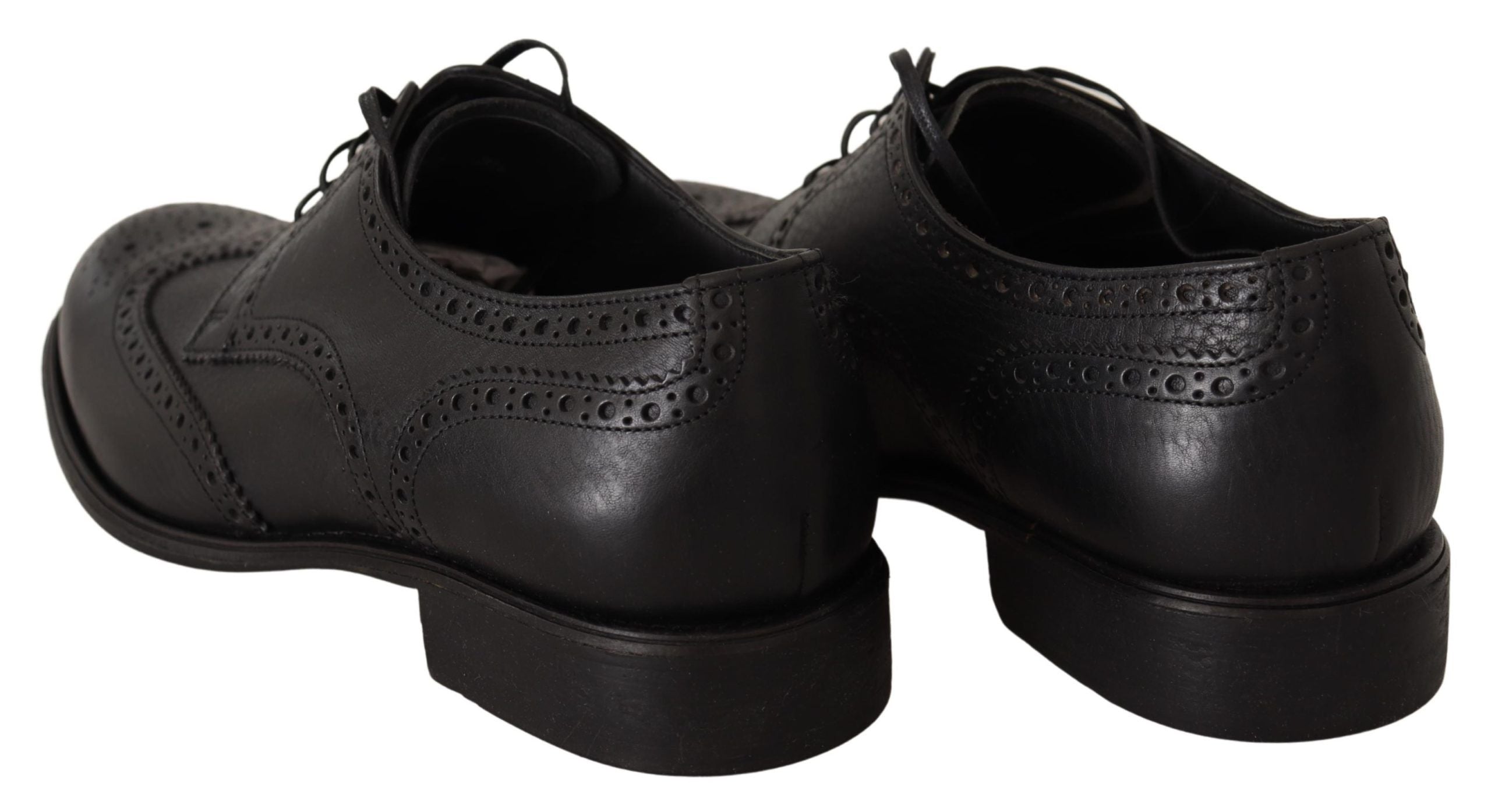 Κομψά παπούτσια Dolce & Gabbana, μαύρα δερμάτινα Derby Wingtip